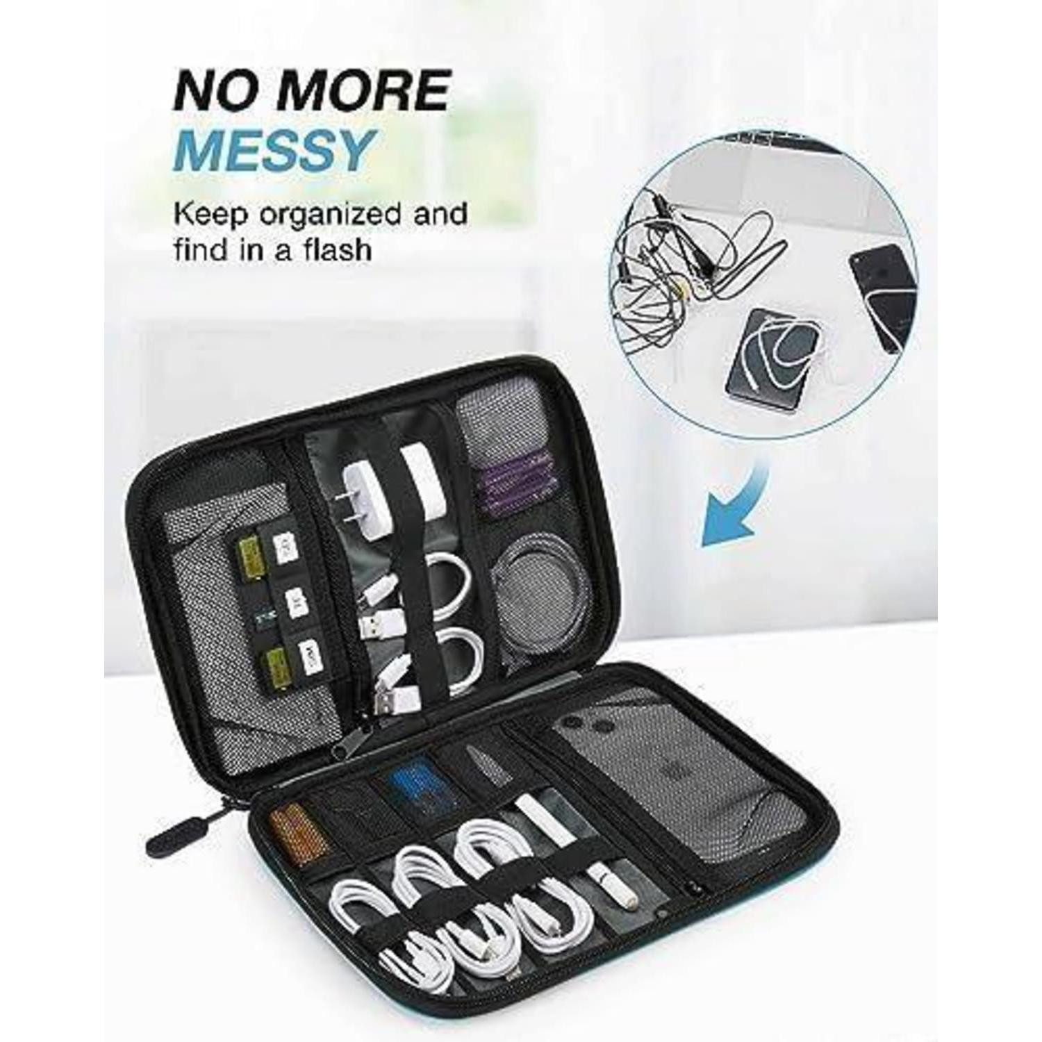 LuxusKollektion Taschenorganizer Elektronische Tasche für Reise mit USB Sticks und SD Karten, Blau