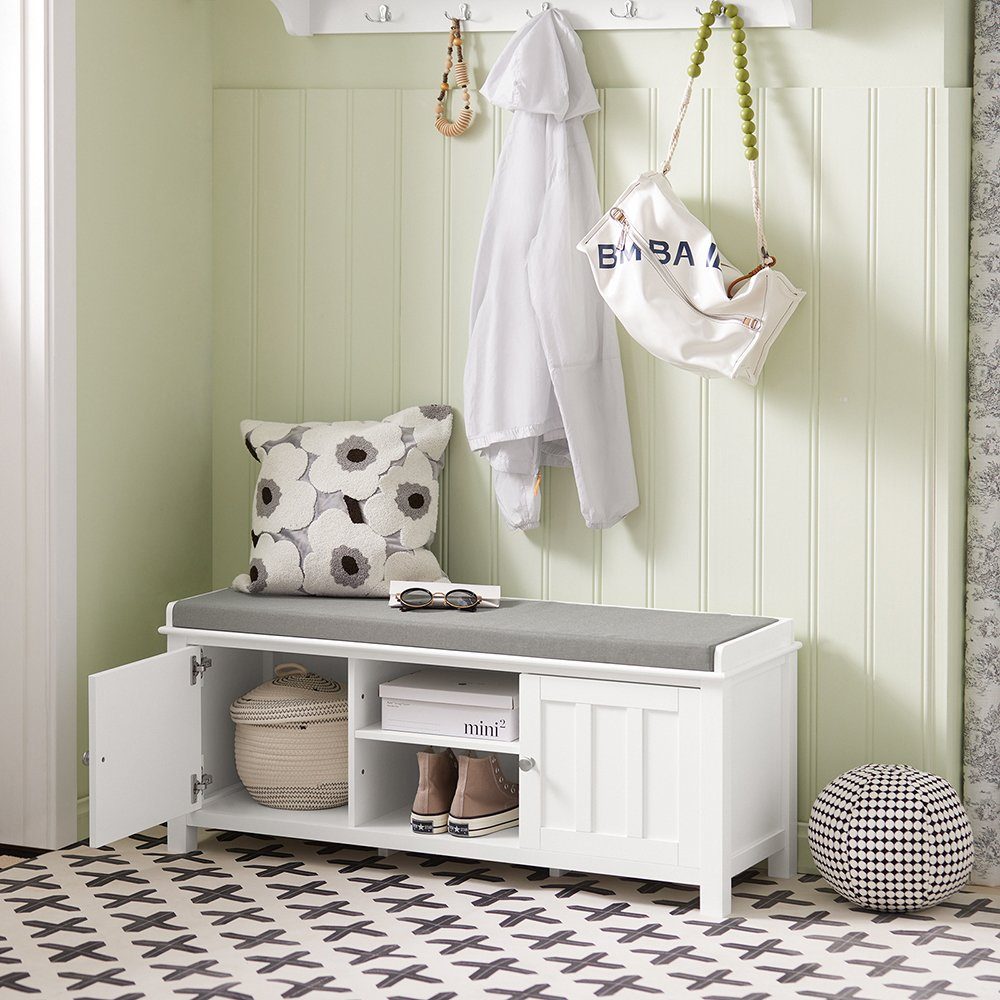 SoBuy Wandgarderobe FSR35-W+FRG282-W, Flurset Flurmöbel Schuhbank mit Sitzfläche Flurgarderobe