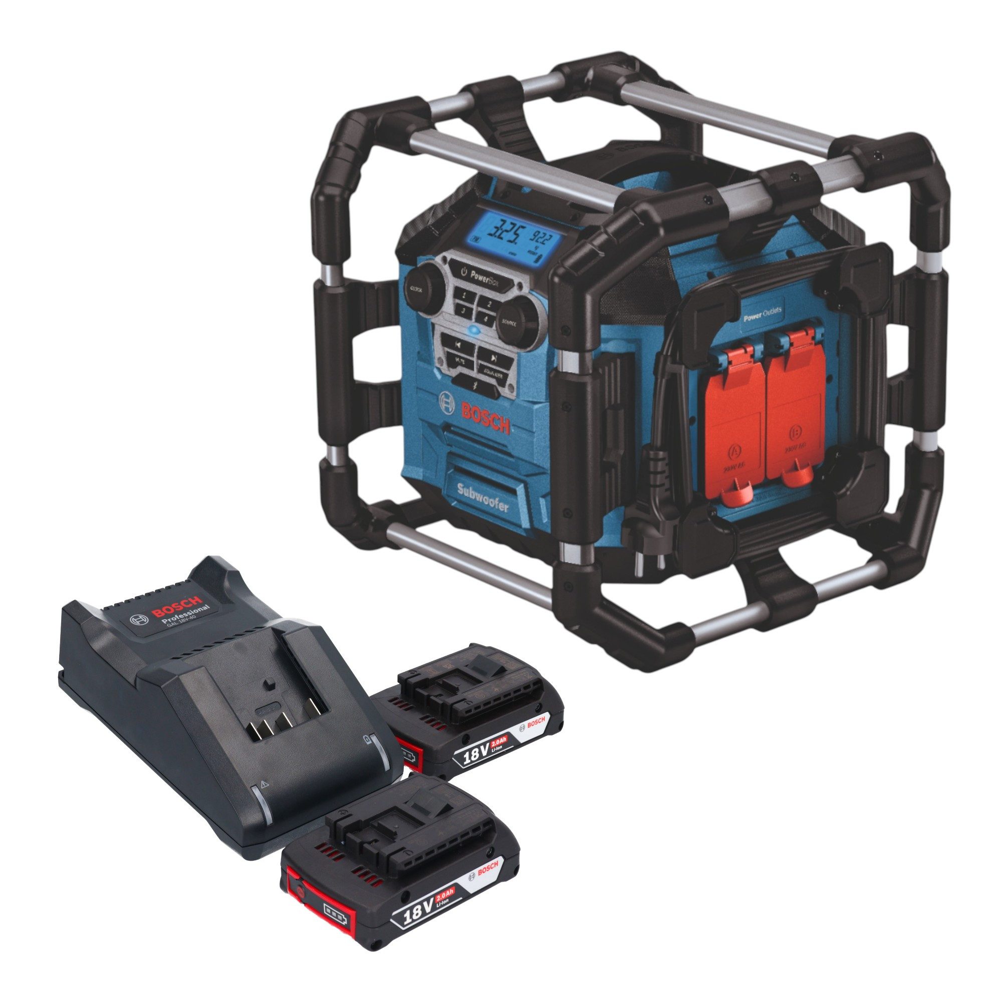 Bosch Professional GPB 18V-5 C Professional 18 V Bluetooth + 2x Akku 2,0 Ah + Ladegerät Baustellenradio