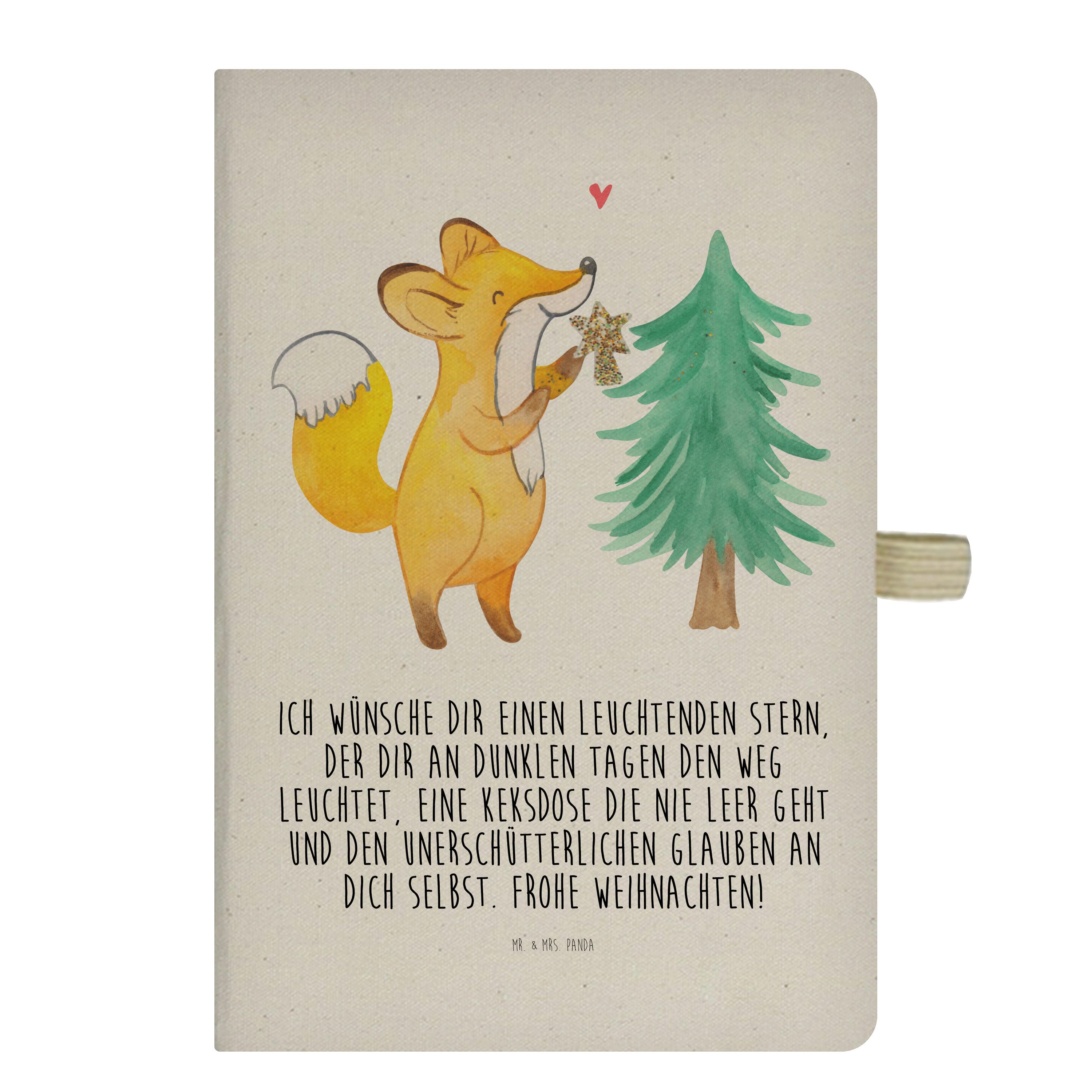 Mr. & Mrs. Panda Notizbuch Fuchs Weihnachtsbaum - Transparent - Geschenk, Wintermotiv, Schreibh Mr. & Mrs. Panda