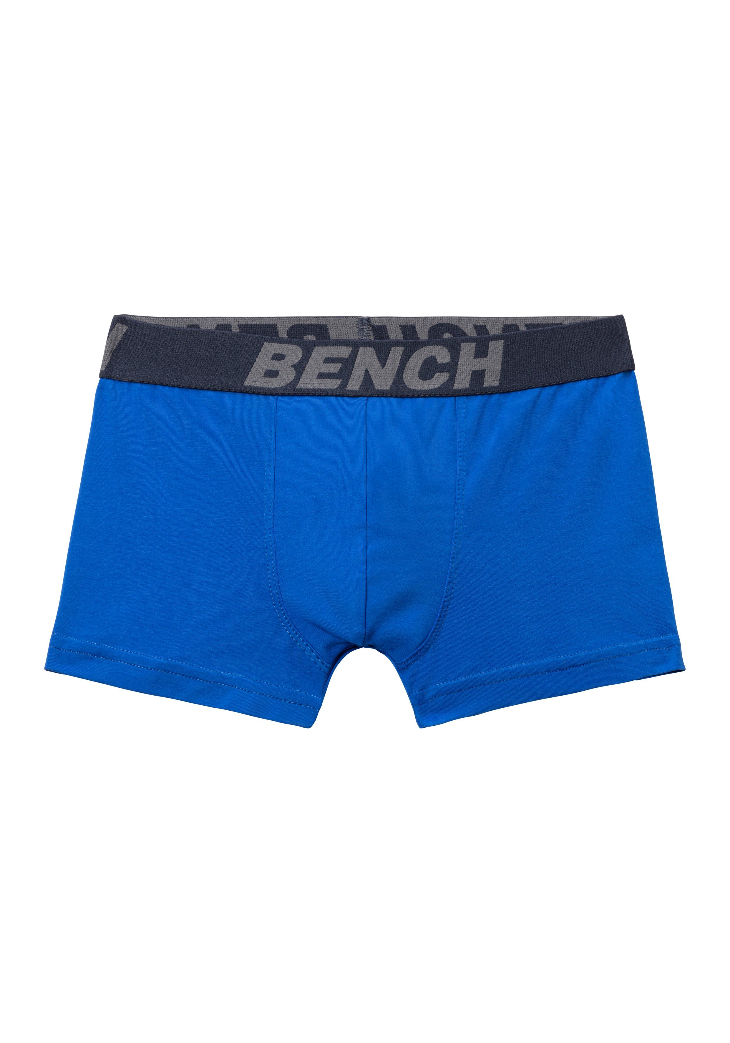 Bench. Boxer (Packung, Schriftzug Bench für Jungen grau-meliert mit rot, 4-St) Bund im weiß, blau