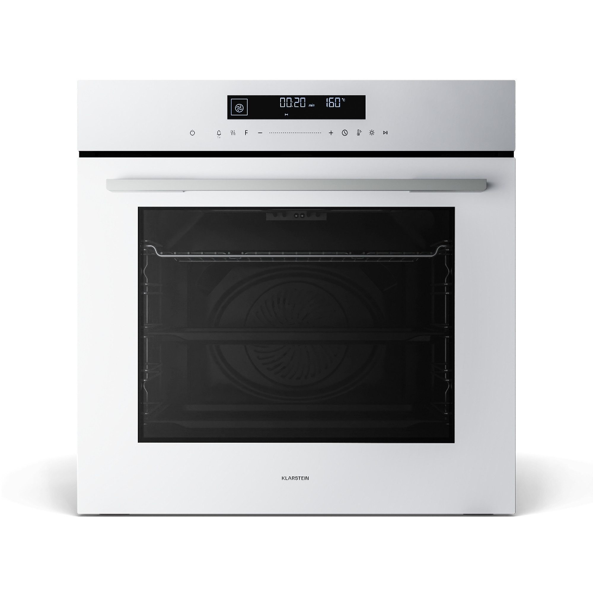 Klarstein Backofen 7ET13-CD White Velaire 60cm 74L Einbaubackofen Weiß, mit Hochwertige Glasfront, kein, Einbaubackofen Built -in Oven 13 Funktionen Uhr Timer 3160 W
