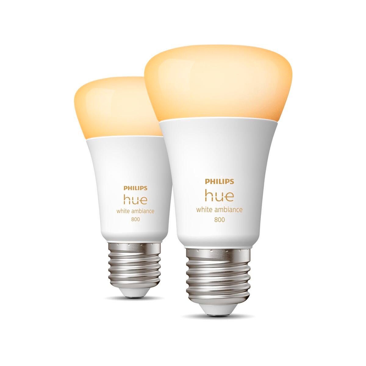 Philips Hue LED-Leuchtmittel E27 LED Leuchtmittel Doppelpack, E27, Neutralweiß, Warmweiß