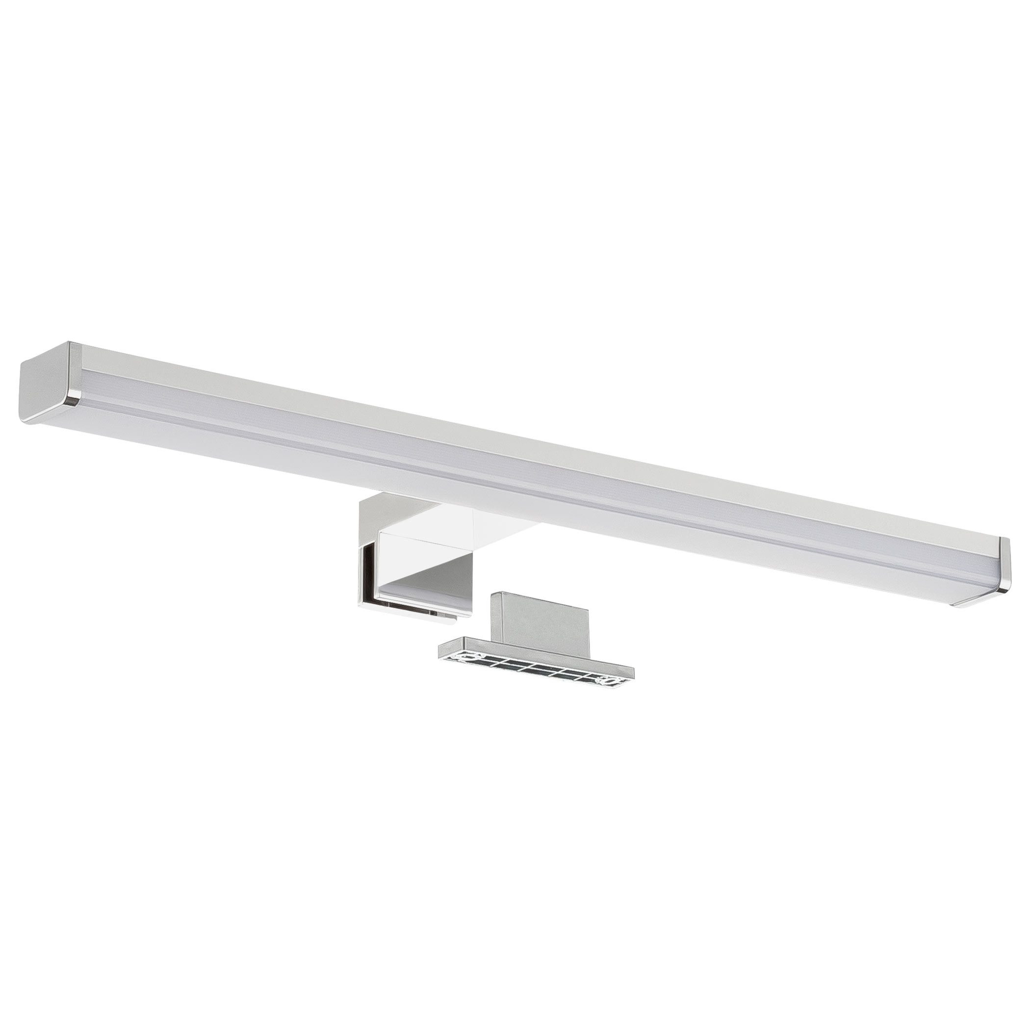 SEBSON Spiegelleuchte LED Spiegellampe Bad 40cm, Aufbauleuchte 400x97x44mm, Klemmleuchte, LED, neutralweiß, Montage an Schrank und Spiegel möglich, 4000K, IP44, Aluminium, 9W