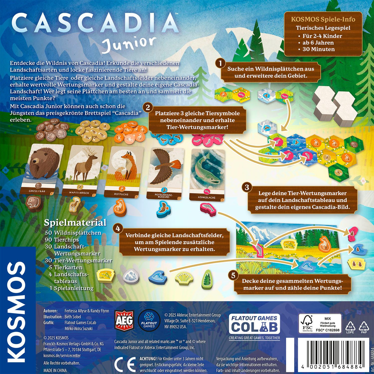 Kosmos Spiel Cascadia Junior, Legespiel