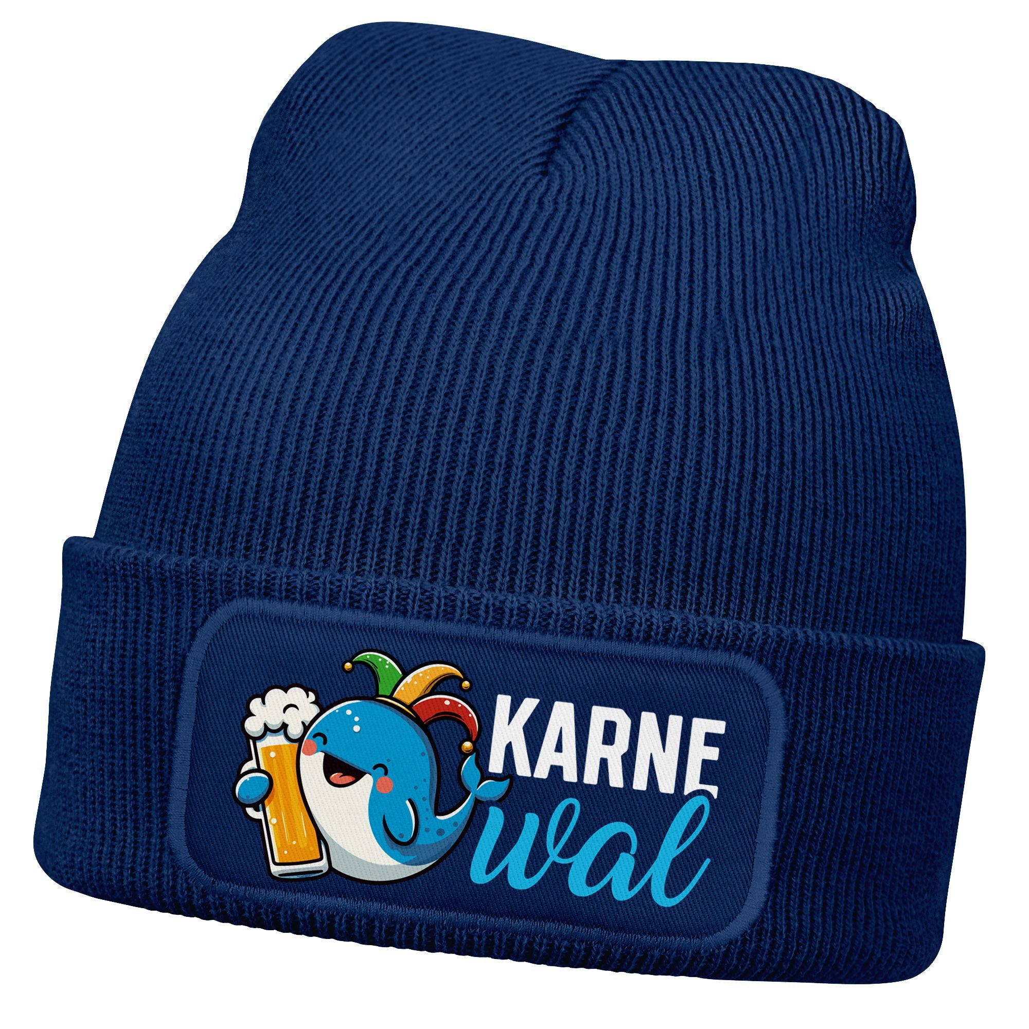 Strickmütze Herren Beanie Patch Fasching Karneval Mütze mit Spruch Lustig