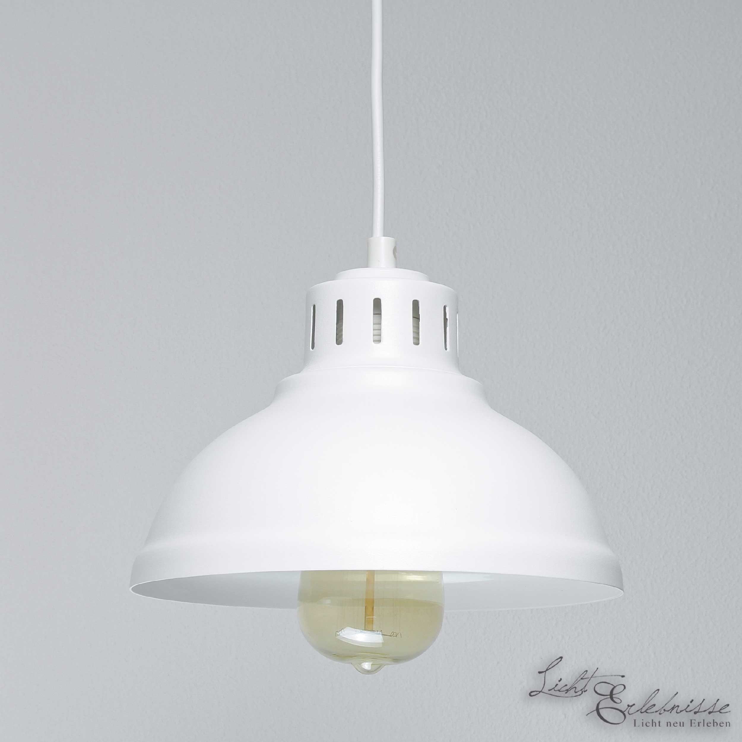 Licht-Erlebnisse Pendelleuchte SVEN, ohne Leuchtmittel, Esszimmer Hängelampe Vintage Metall E27 Design 2-flammig Weiß