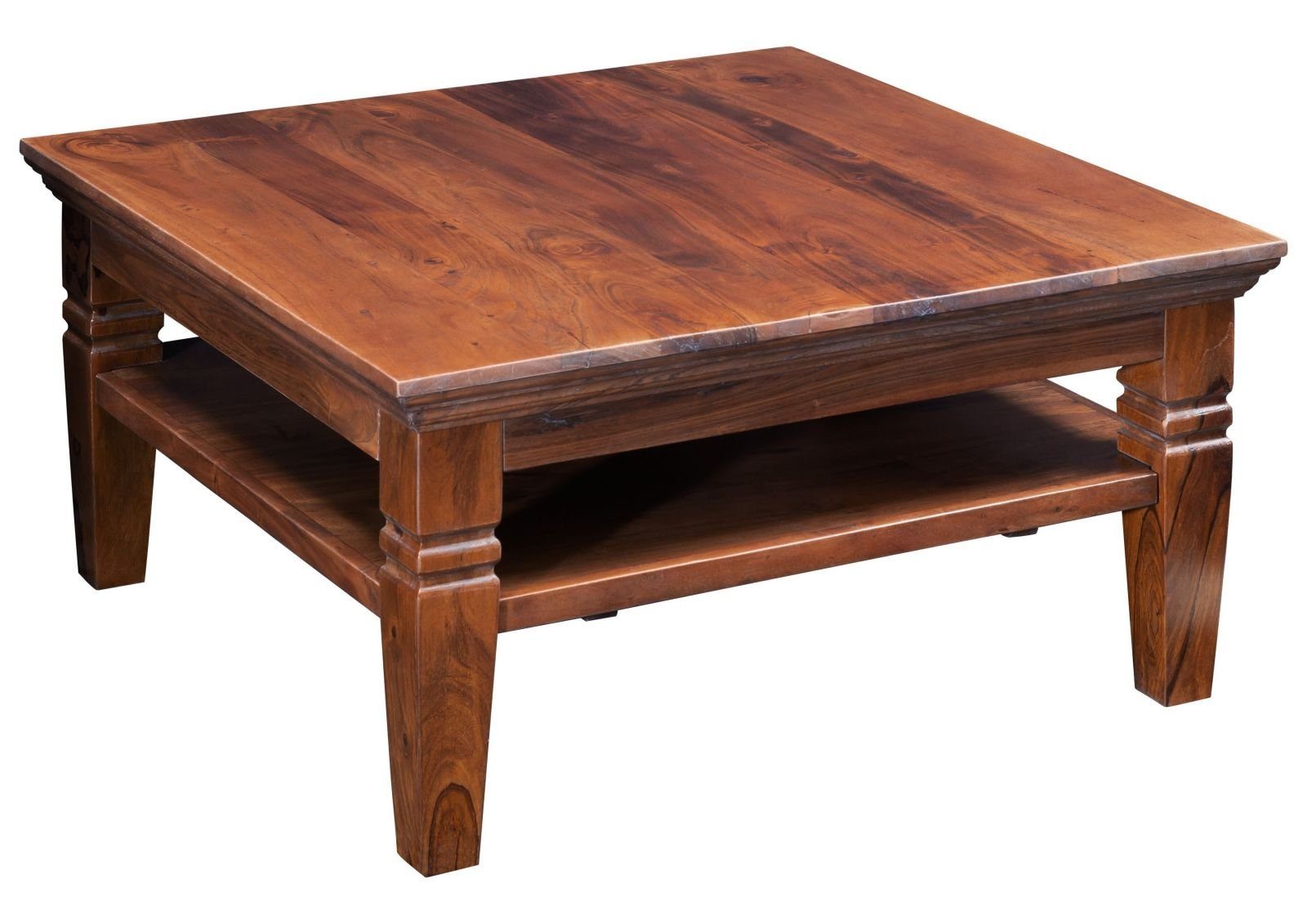 Massivmoebel24 Couchtisch Couchtisch Akazie 85x85x45 nougat lackiert OXFORD #316