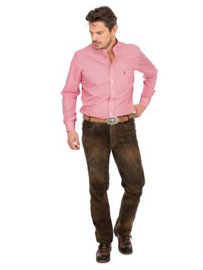 Almsach Trachtenhemd Hemd Stehkragen 760CO rot (Slim Fit)