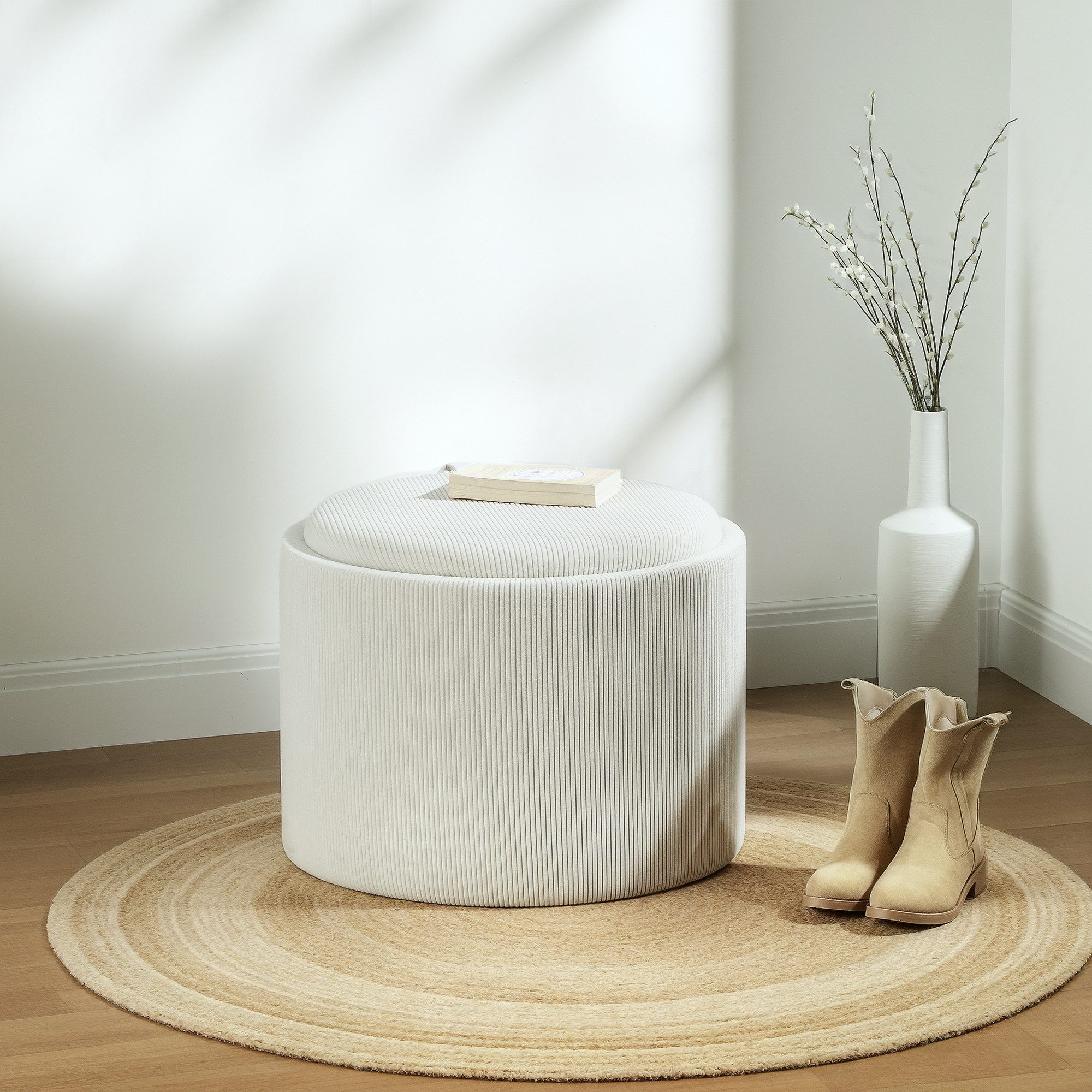 HOMCOM Sitzhocker Runder Hocker mit Stauraum günstig online kaufen