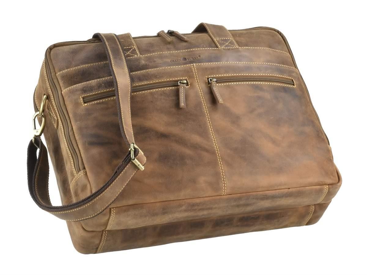 Greenburry Aktentasche Vintage Lehrertasche Herren Leder Business Tasche 43x34cm 2 Fächer, used Look, Bürotasche, für Herren, für Damen