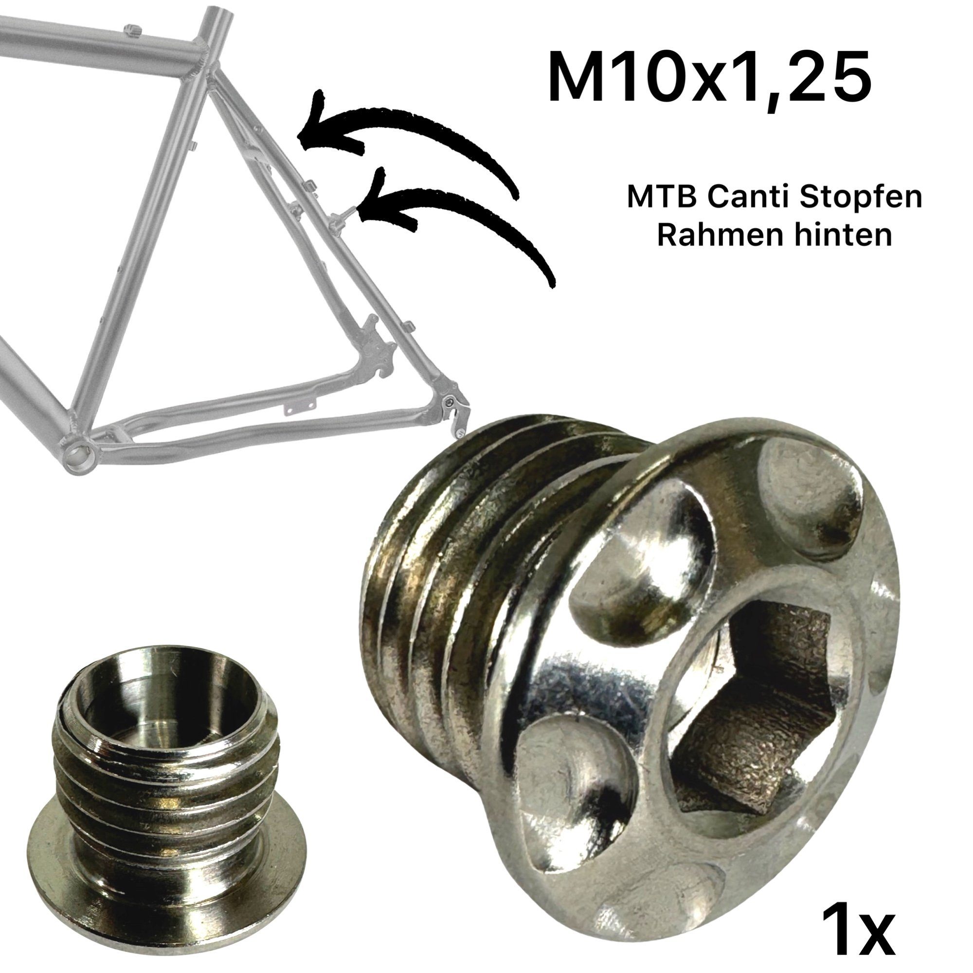 Fantic26 Fahrradrahmen F26 TITAN CNC Motorrad Spiegel / Canti Rahmen Stopfen M10 x 1.25 Natur