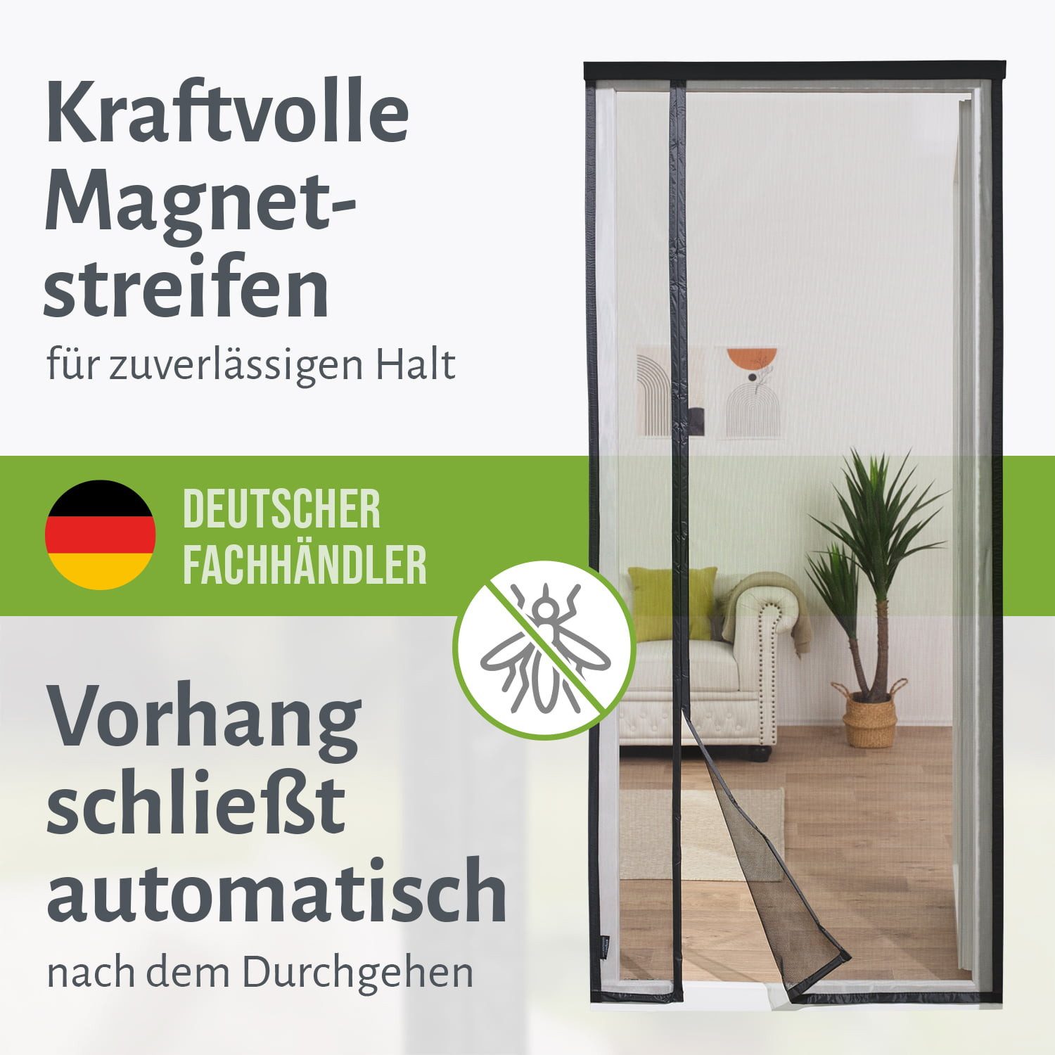 empasa Insektenschutz-Vorhang "DELUXE" seitlich, (1-St), Lamellenvorhang seitlicher Eingang - mit Magnetverschluss – Bild 3 von 5