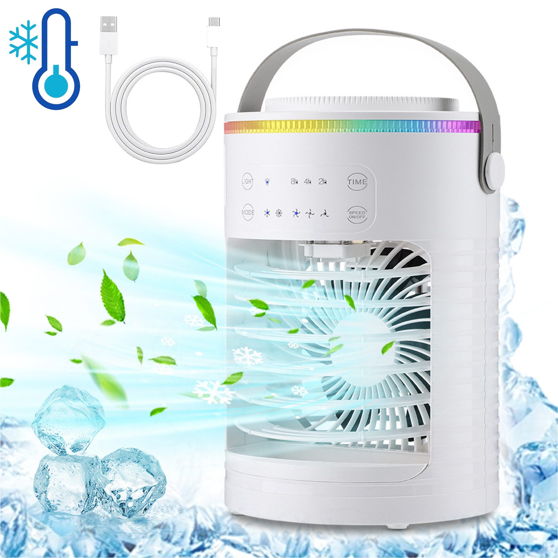 Senmudi Ventilatorkombigerät Tragbarer Luftkühler,Mini Persönliche Klimaanlage Ventilator, mit 600ml Wassertank 3 Windgeschwindigkeiten & Sprühfunktion für Büro