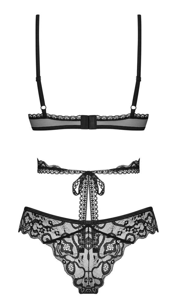 Obsessive Set: Bügelloser BH Blomentis Set: BH und Slip aus transparenter Spitze - schwarz (2-tlg) Opulente Spitze und feiner Stretchtüll – Bild 4 von 4