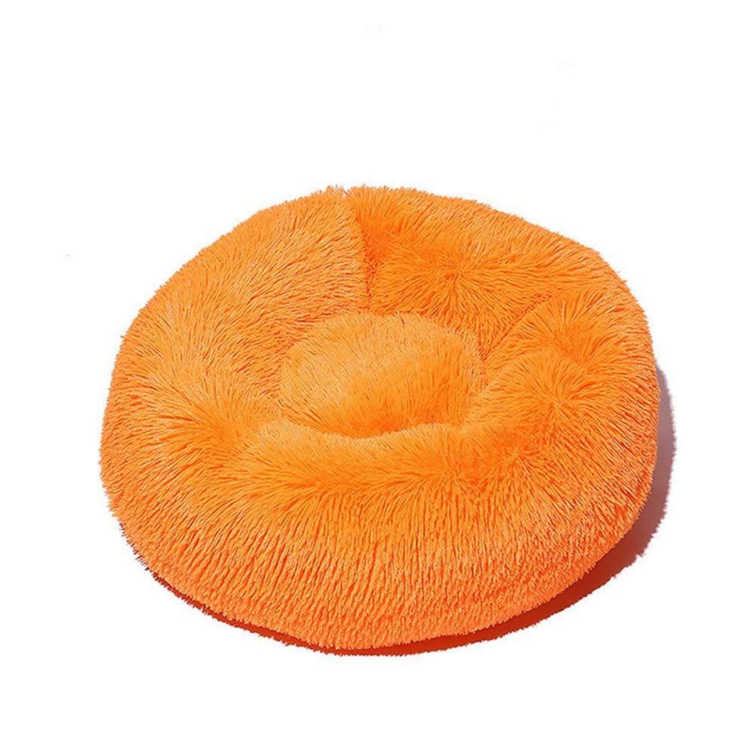 LuxusKollektion Hundebett Hundebett Donut rund Plüsch weich Orange 40CM