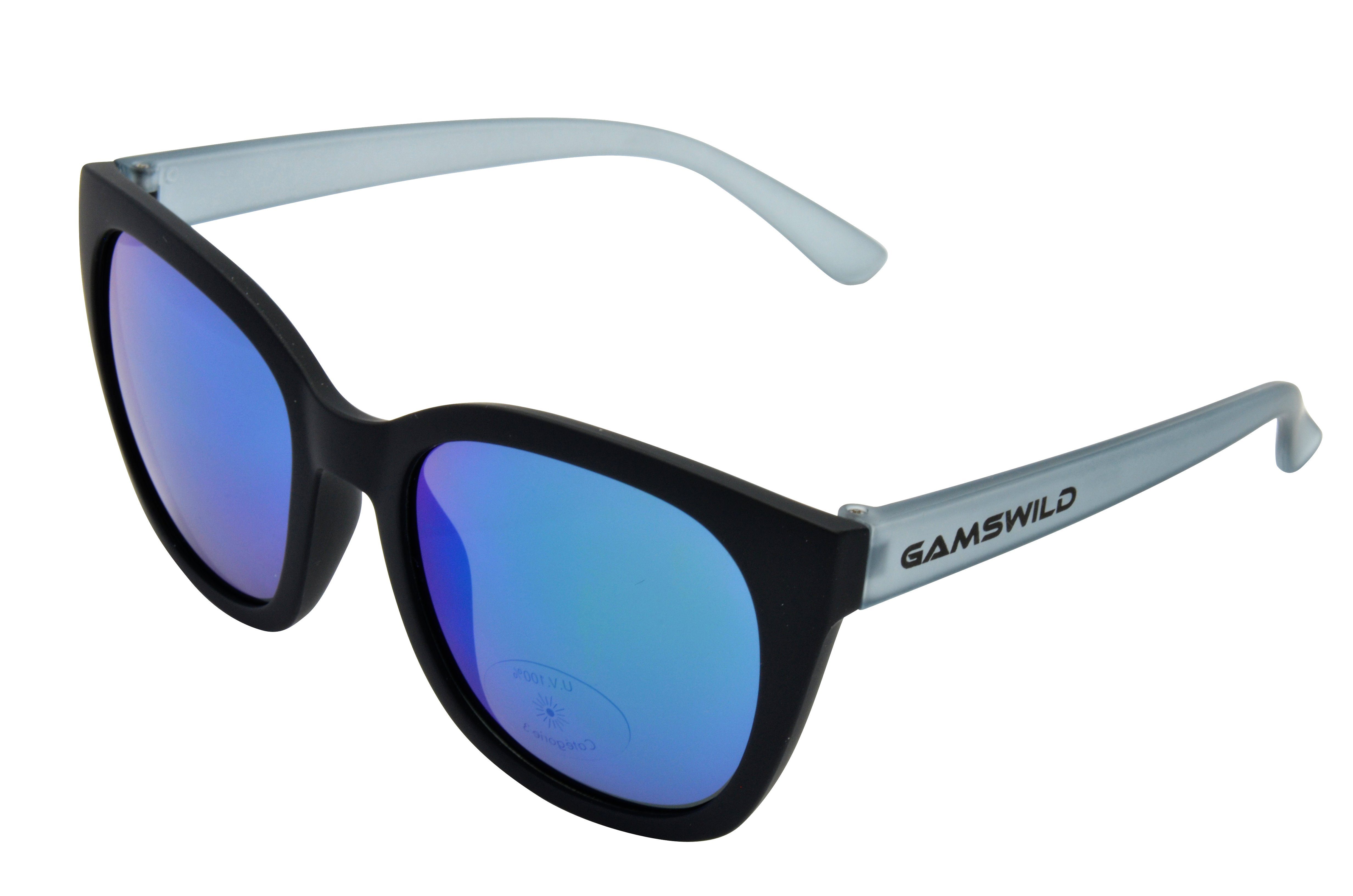 Sonnenbrille blau, 8-18 Jahre Mädchen Damen pink, Kinderbrille Rahmen grau Jugendbrille halbtransparenter Gamswild GAMSKIDS Unisex, kids WJ7517