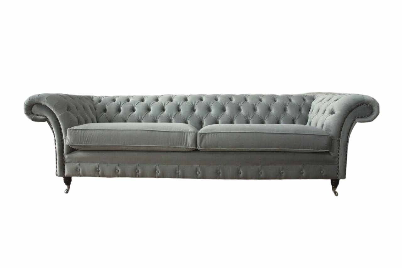 JVmoebel Sofa Sofa Sitzer Europe Polster Couch 4 In Textil Grau, Sitz Chesterfield Made