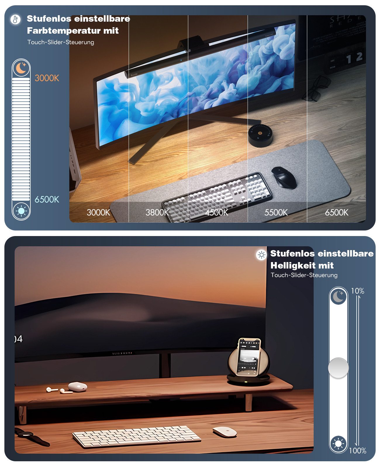 Elegear LED Schreibtischlampe 40cm LED Tischlampe Schreibtischlampe, dimmba günstig online kaufen