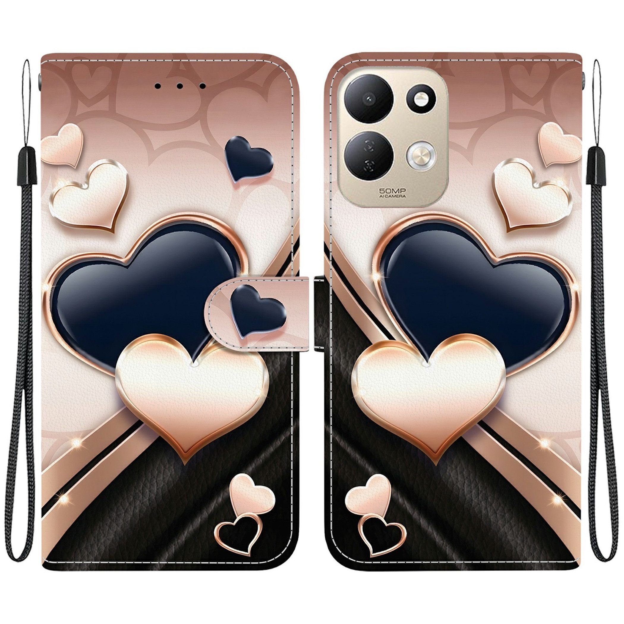 Wigento Handyhülle Klapphülle Kunstleder Tasche für Xiaomi Redmi 17 4G / 5G Motiv 1 6,9 Zoll, Kartenfach, Standfunktion
