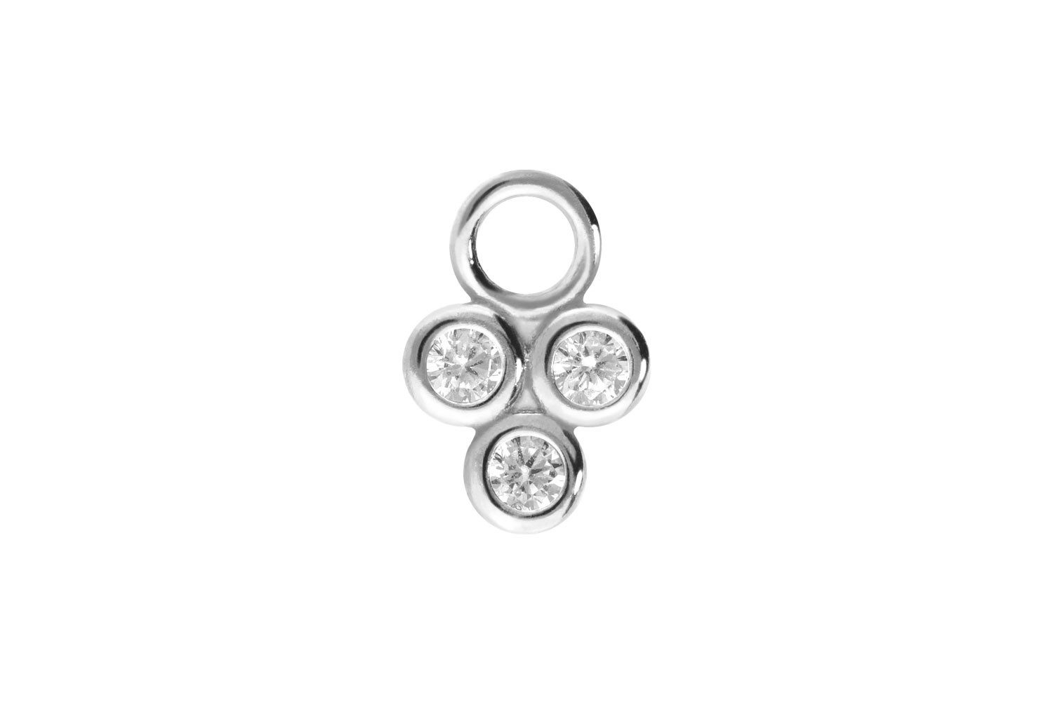 PIERCINGLINE Piercing-Set Chirurgenstahl Anhänger für Clicker 3 EINGEFASSTE KRISTALLE (Piercing-Anhänger, 1-tlg)
