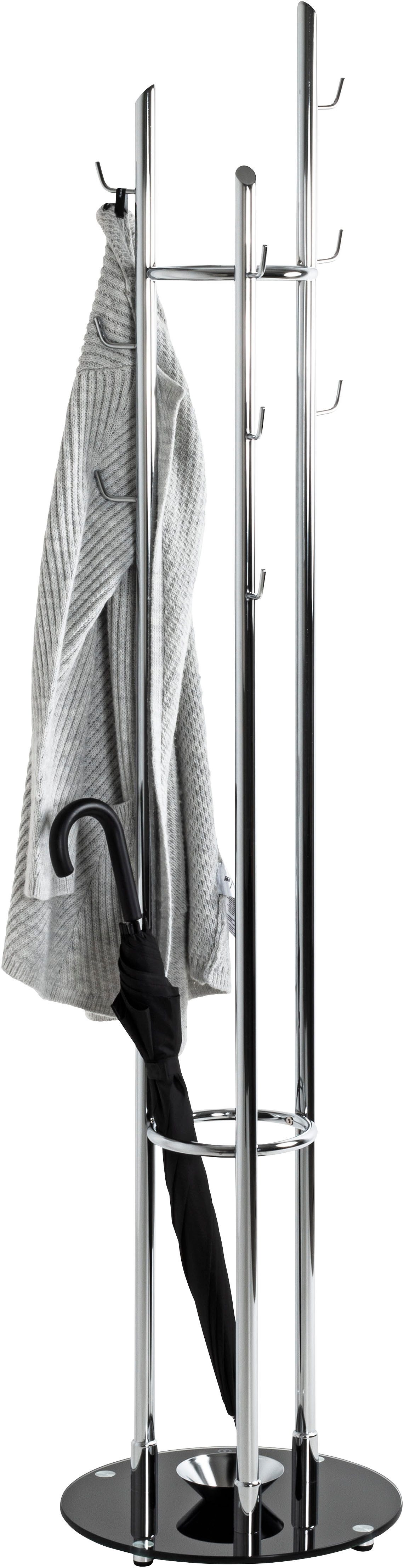 HAKU Garderobenständer Kleiderständer, Standgarderobe, quadratisch - aus Metall Silber - Ø/H 40/183 cm