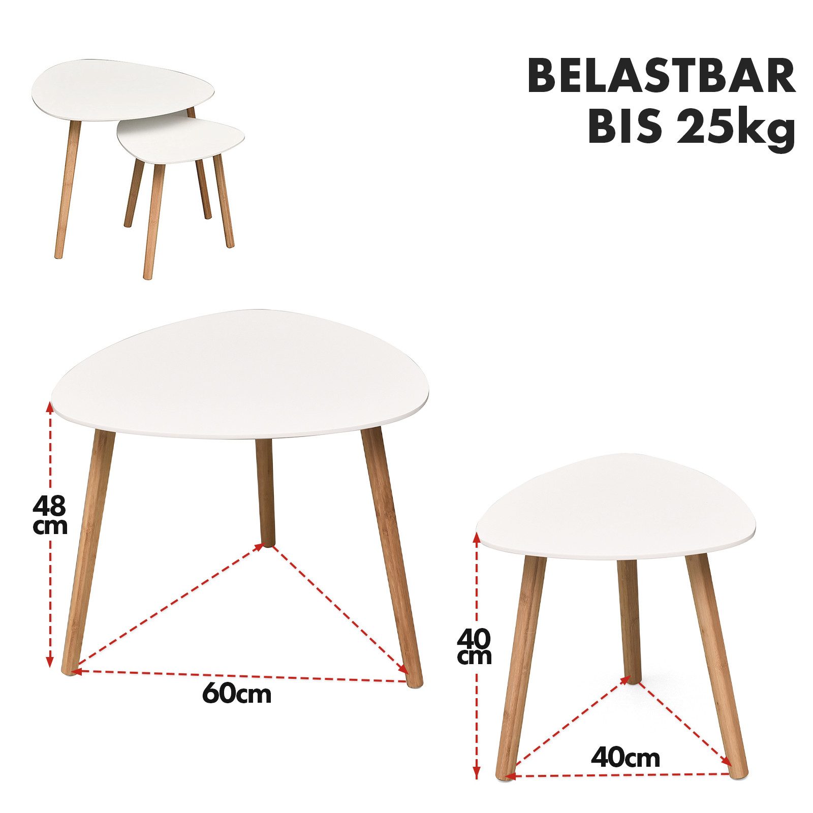 Floordirekt Beistelltisch Couchtisch-Set Oregon, 2er Set mit Weißer Tischpl günstig online kaufen