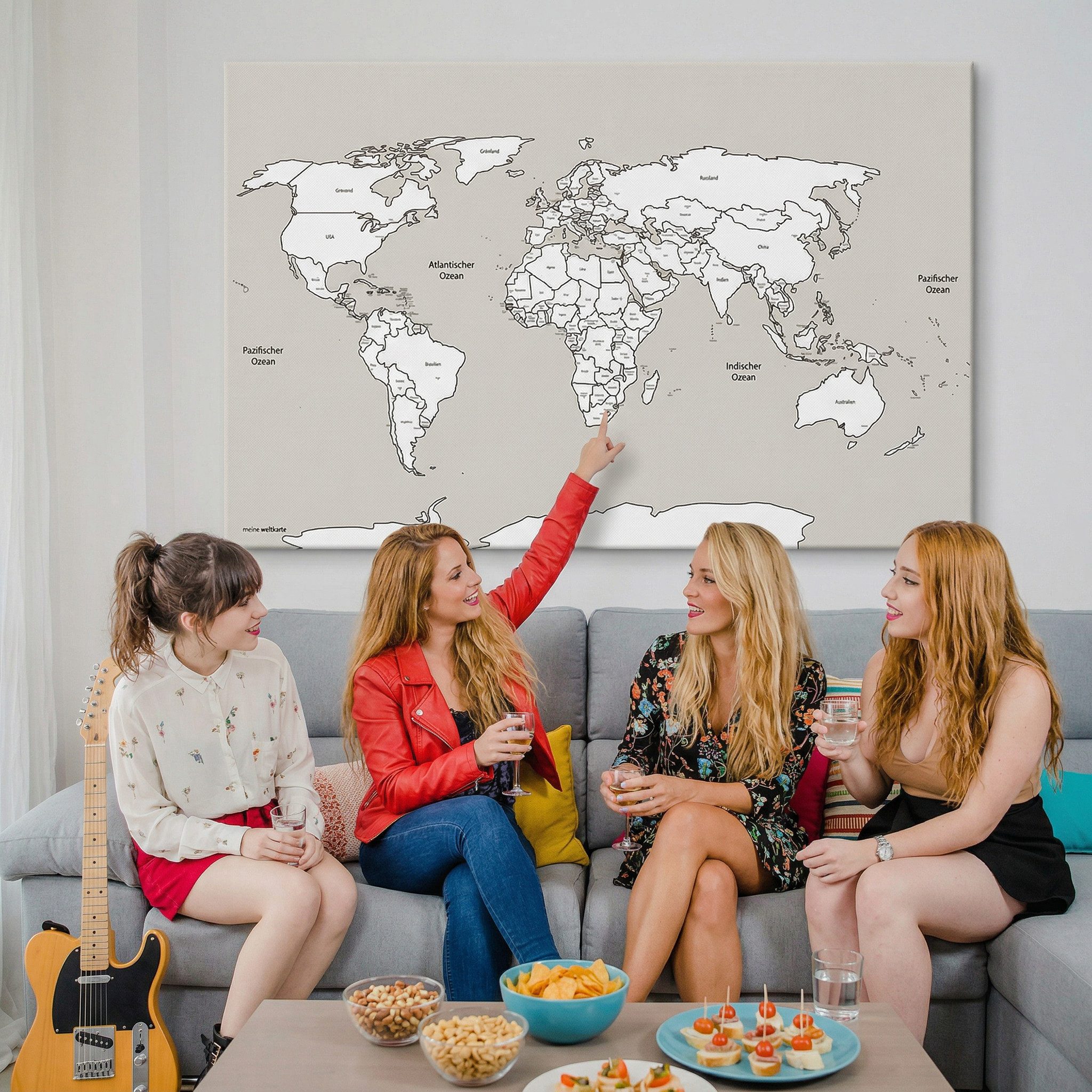mw Leinwandbild Weltkarte Leinwand XXL – Modernes Wandbild – Premium Druck, Ultralanglebig