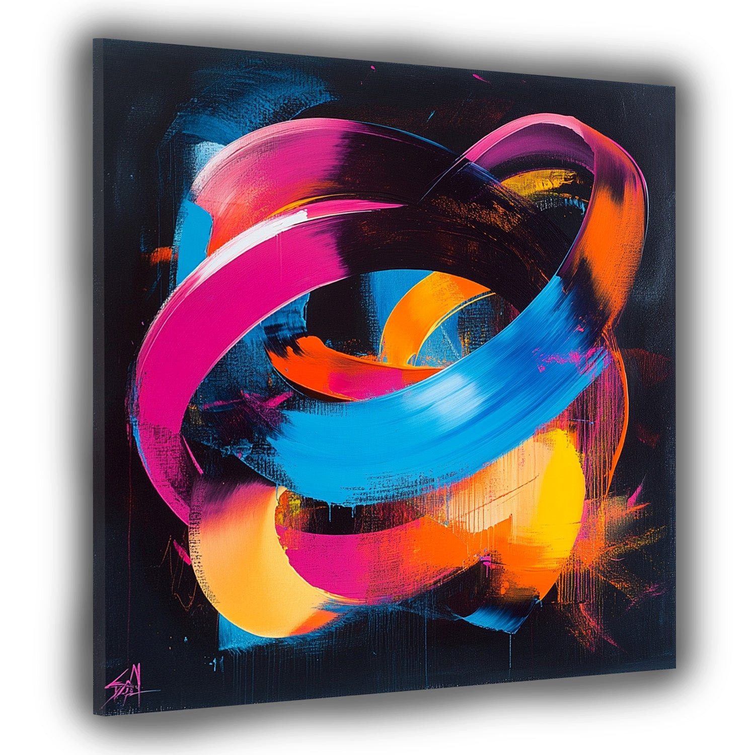Artedinoi Leinwandbild Abstrakt leuchtende Farbringe Leinwandbild Wandbild Kunstdruck XL Wand, Leuchtende Farbringe