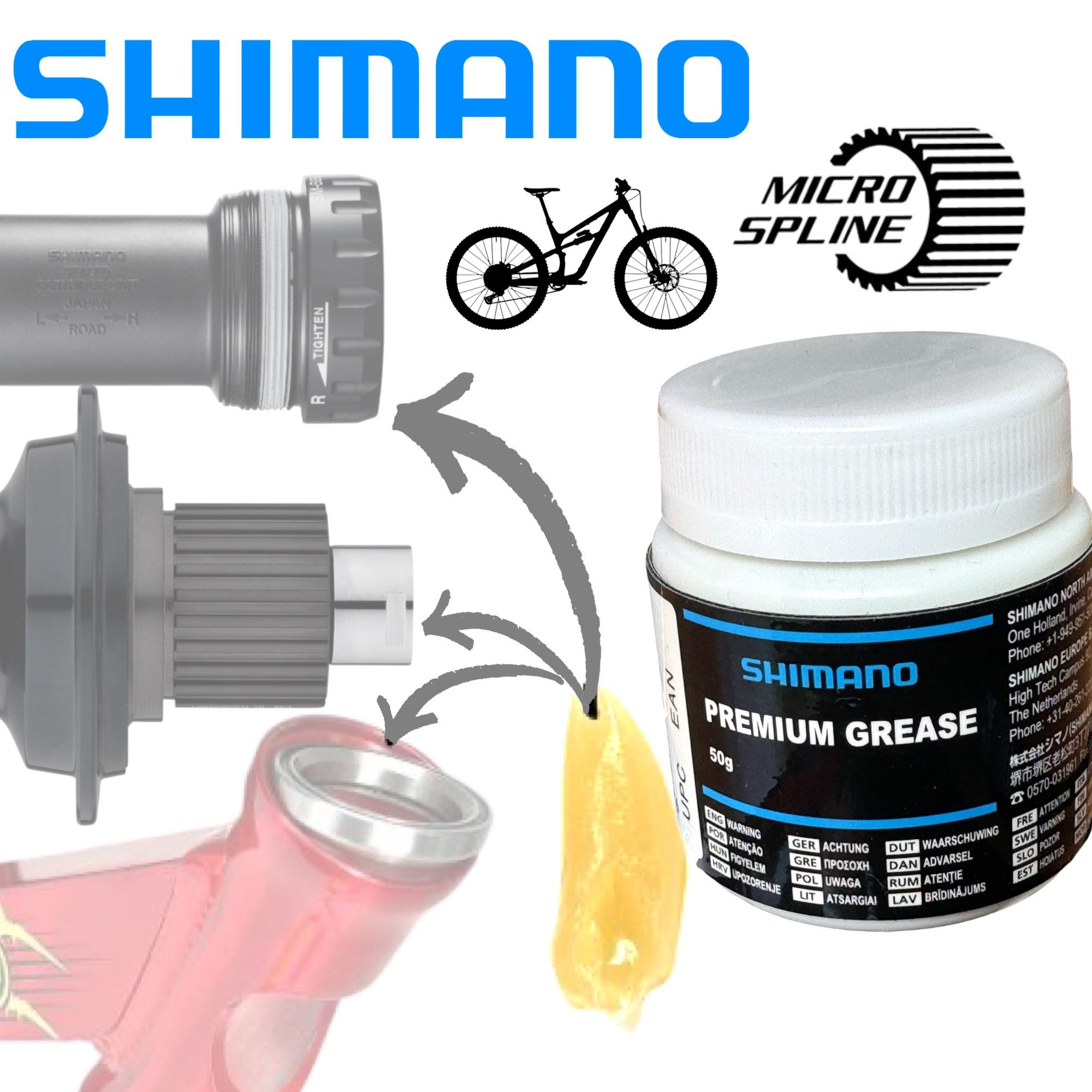 Shimano Fahrrad-Montageständer Shimano Premium Fahrrad Microspline Naben Kugellager Wartung Fett 50g