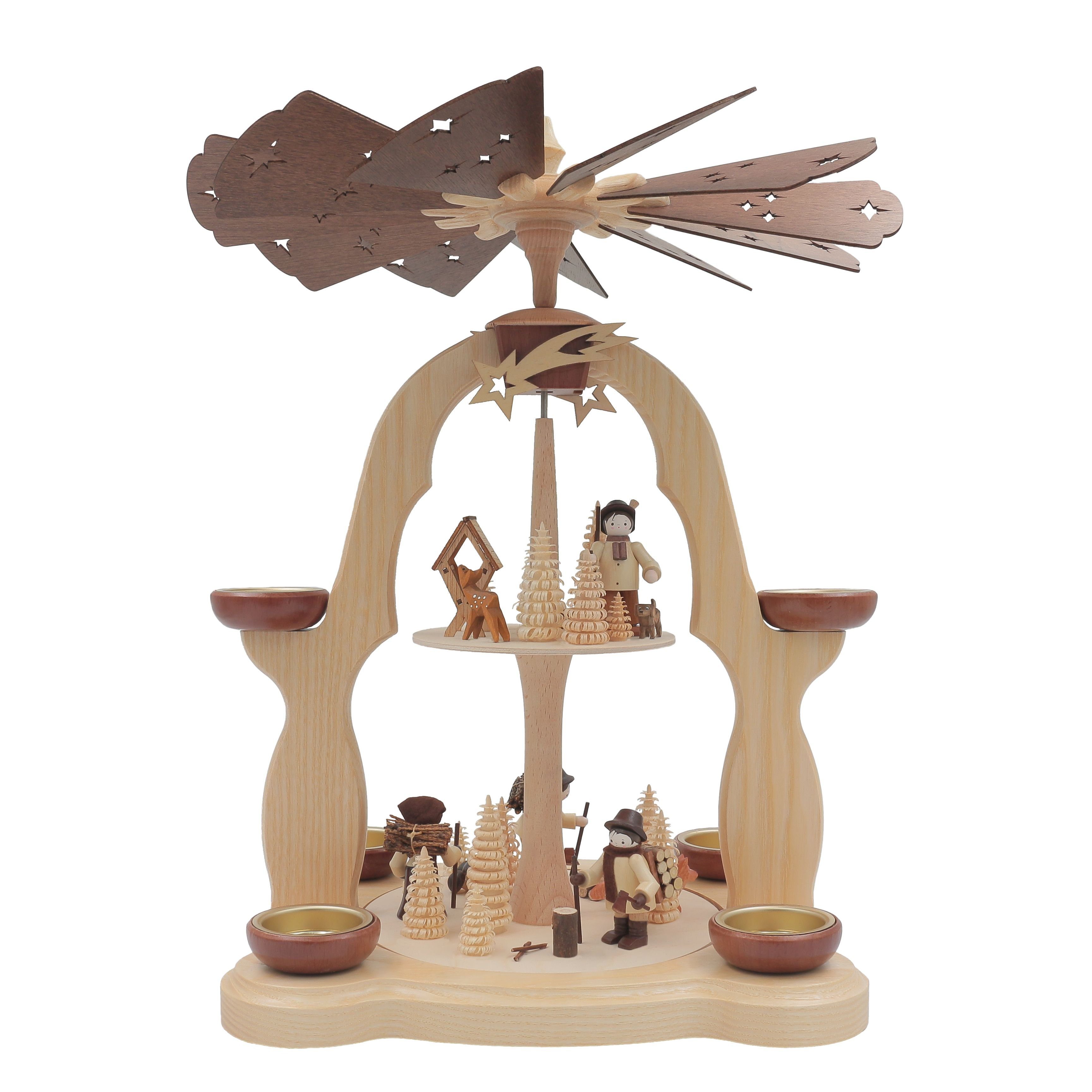 Dieter Legler GmbH & Co. KG Weihnachtspyramide 2 stöckigeTisch Pyramide Waldleute & Jäger 22x25x39cm - Echt Erzgeb.