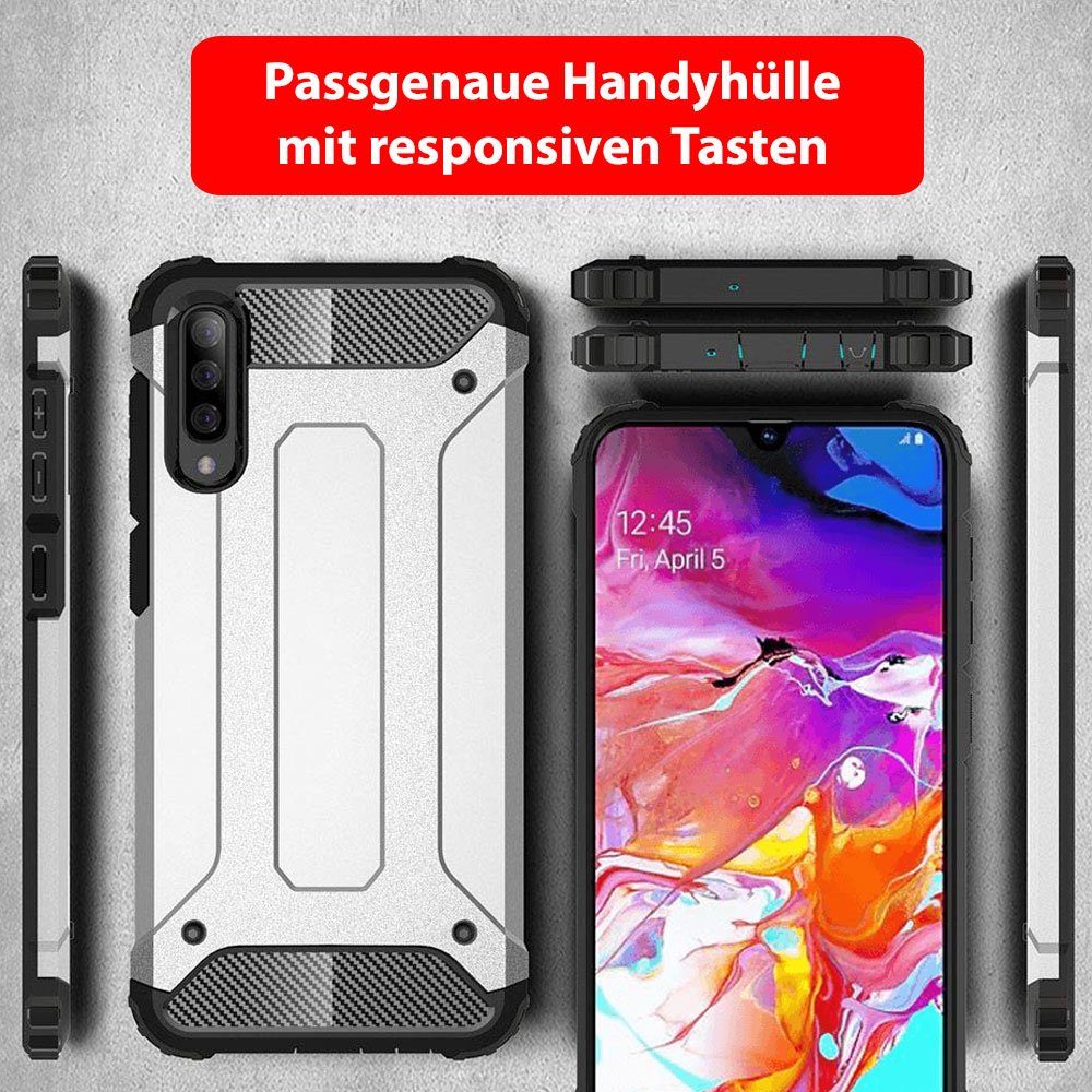 FITSU Handyhülle Outdoor Hülle für Samsung Galaxy A70 Schwarz, Robuste Handyhülle Outdoor Case stabile Schutzhülle mit Eckenschutz