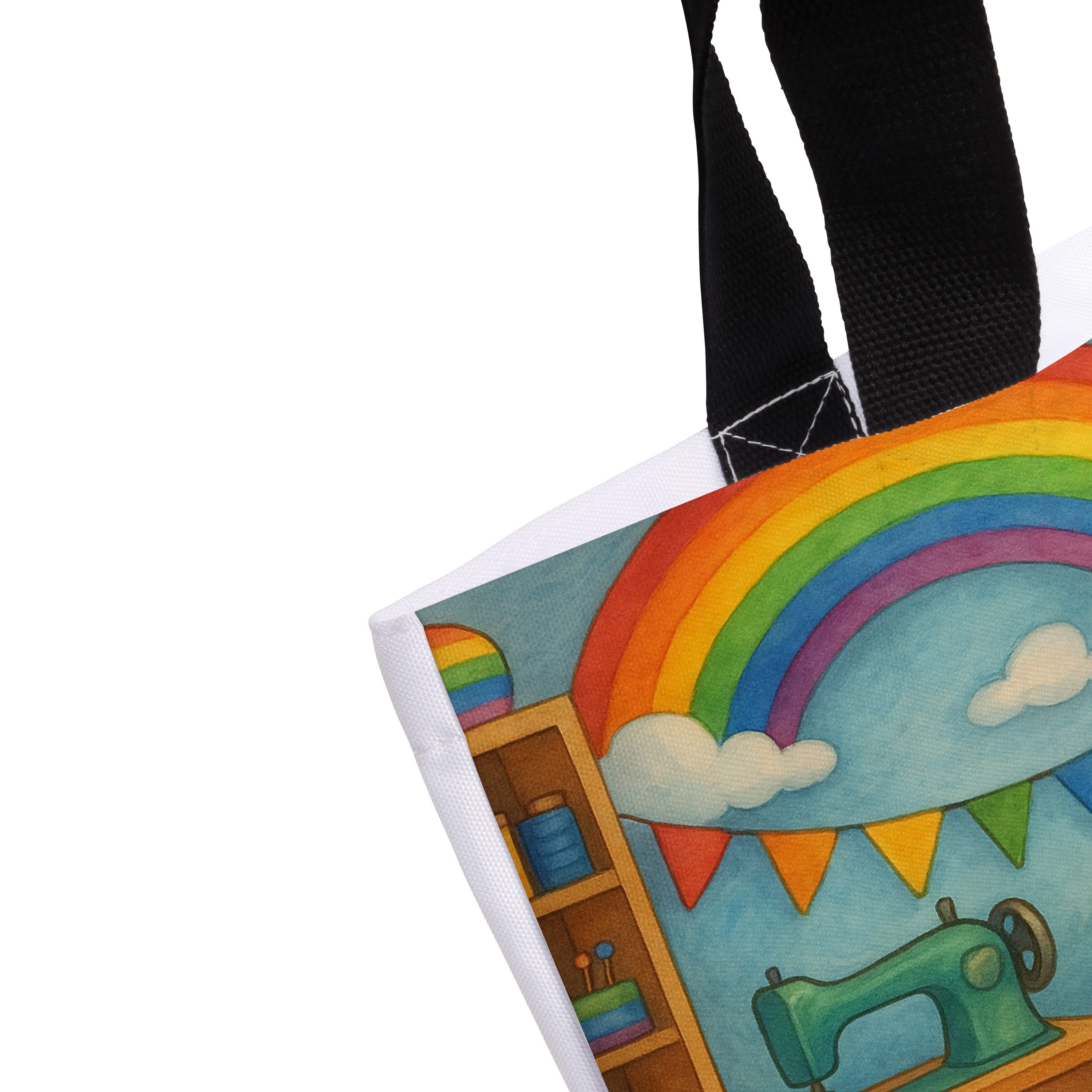 Mr. & Mrs. Panda Shopper Einhorn Näherin Design, Reisetasche, Weiß, Nähen, Unicorn, Basteln, R (Packung), Einhörner Schultasche Alltagstasche