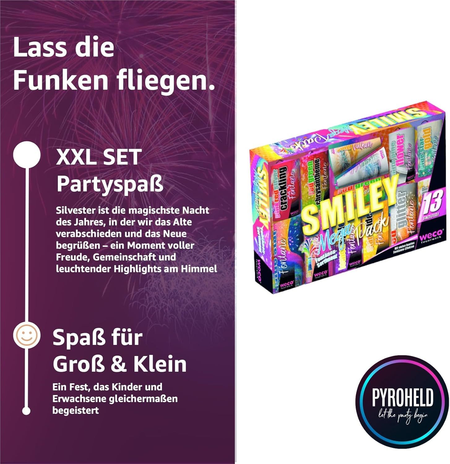 PYROHELD Geburtstagskerze Smiley XXL Set – Silvester - Feuerwerk - Jugendfe günstig online kaufen