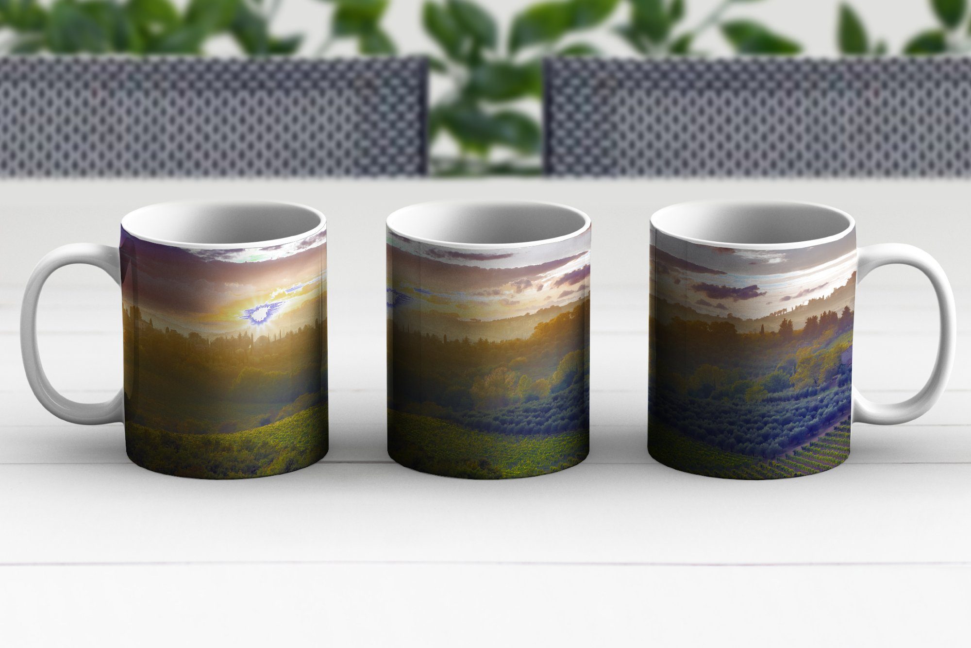 Teetasse, Sonne, Tasse Becher, Landschaft Teetasse, - MuchoWow Toskana - Kaffeetassen, Geschenk Keramik,