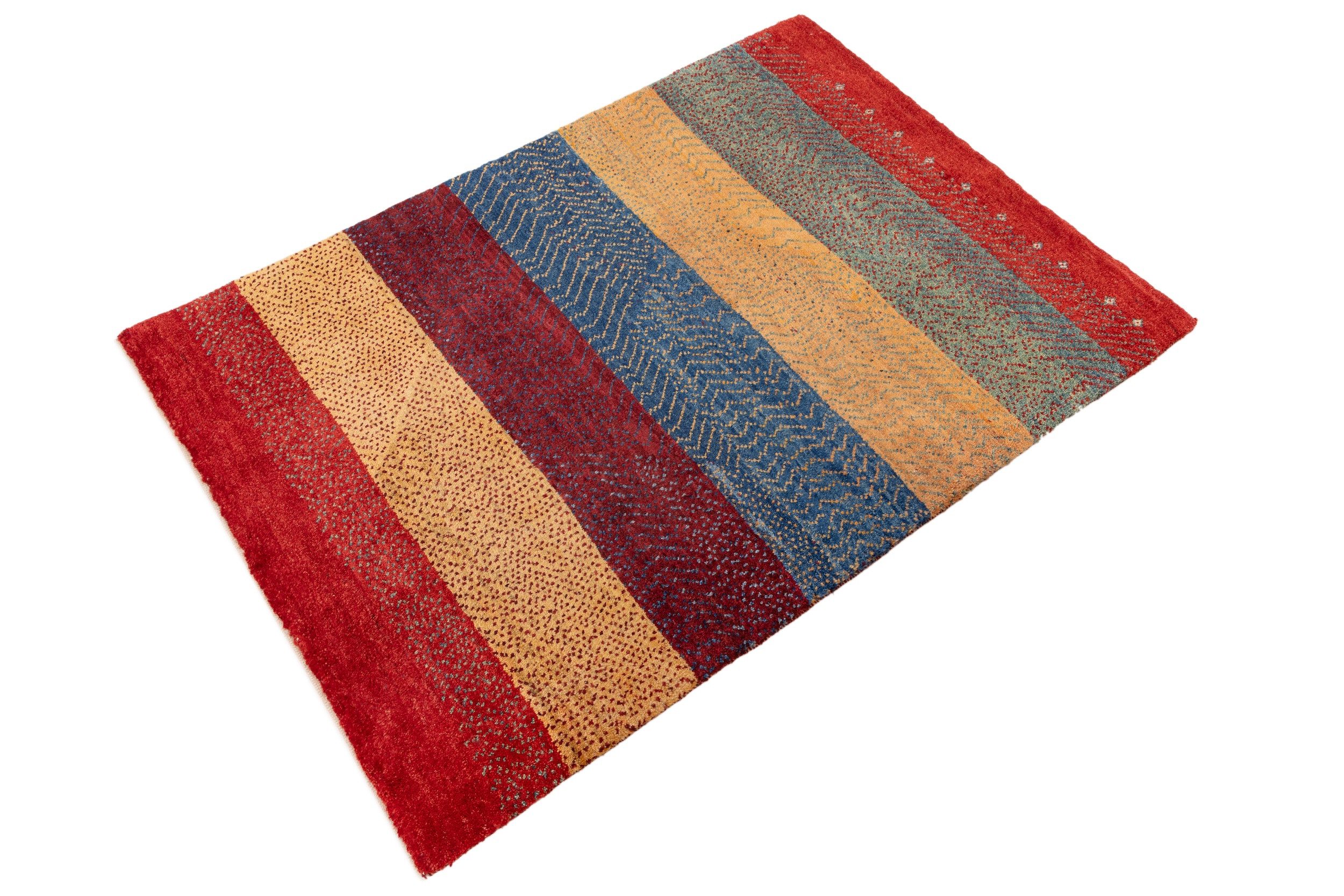 CABBEL Wollteppich Premium Perser Gabbeh Teppich Mehrfarbig 103x146 cm, Rechteckig, Höhe: 20 mm, Handgeknüpftes Unikat aus 100% Wolle – langlebig und natürlich