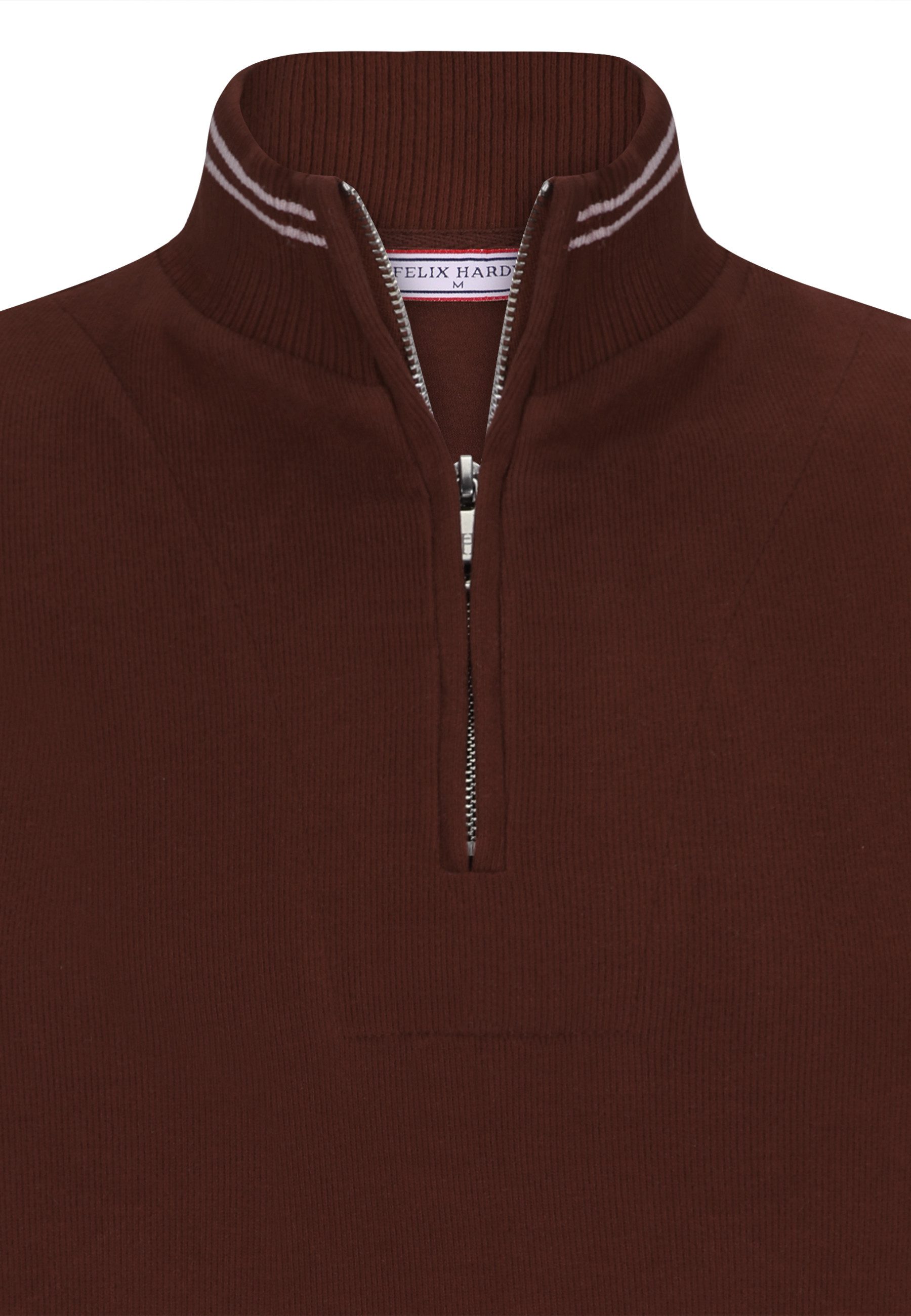 Felix Hardy Stehkragenpullover Strickpullover mit halbem Reißverschluss