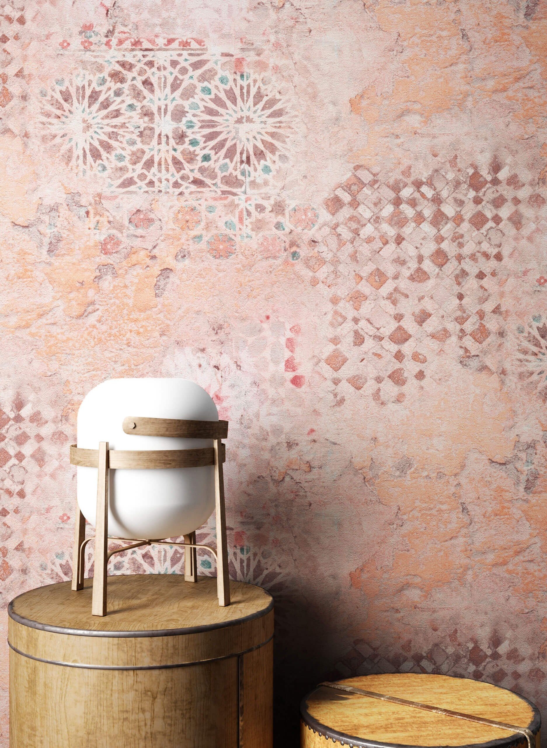 Newroom Vliestapete, Orange Tapete Industrial Beton - Betonoptik Putzoptik günstig online kaufen