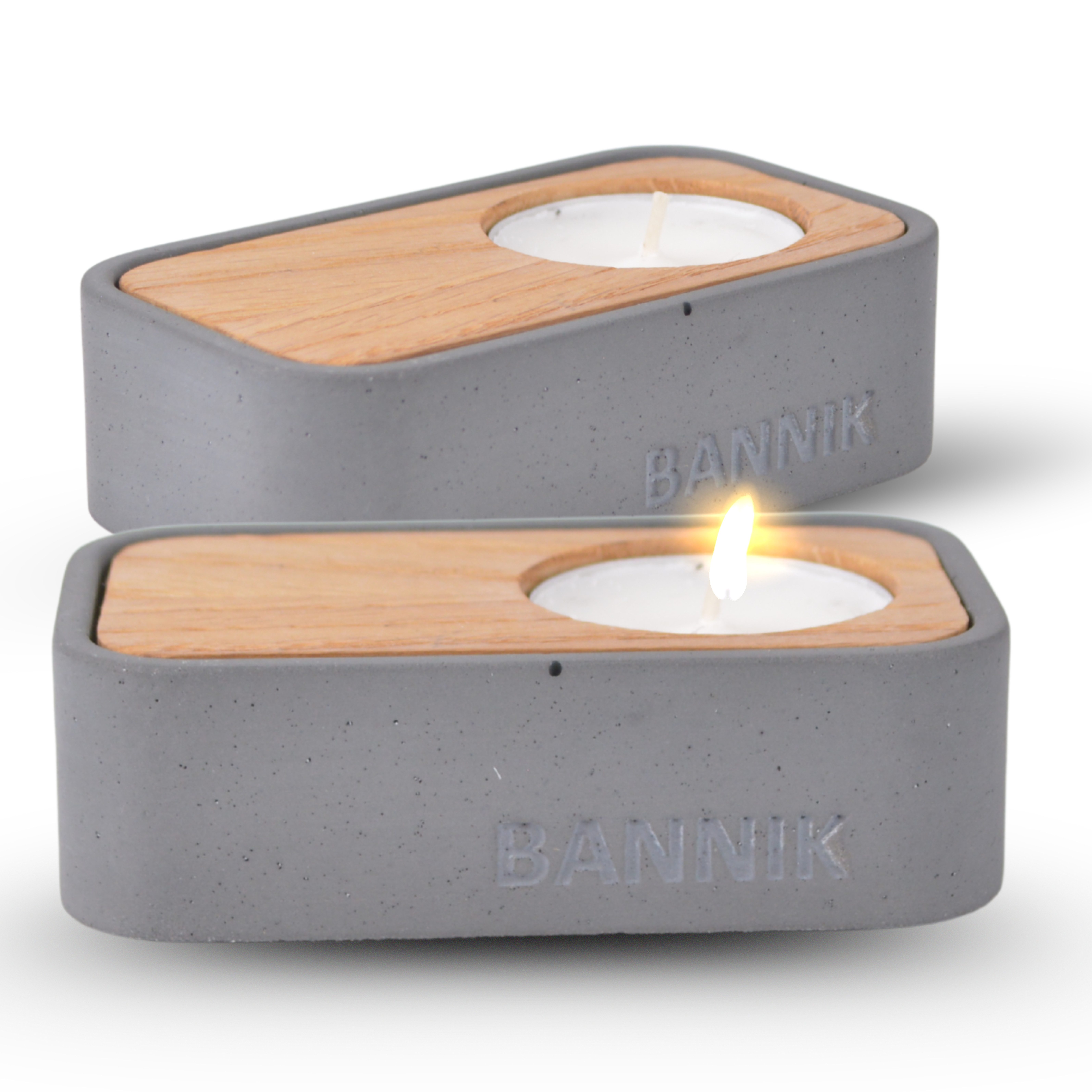 Bannik Настольные лампы aus Beton und Massivholz, Торшеры (1 St., 10x6x3cm), runde, glatte, hochwertige Haptik - Handarbeit - Made in Germany