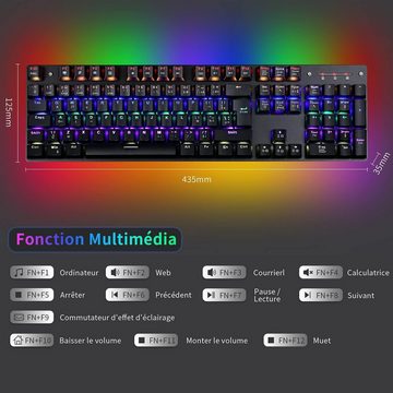 teamwolf Mechanische Gaming Professional Combo Tastatur- und Maus-Set, mit RGB-Hintergrundbeleuchtung, 105 Tasten und Maus 4800 DPI