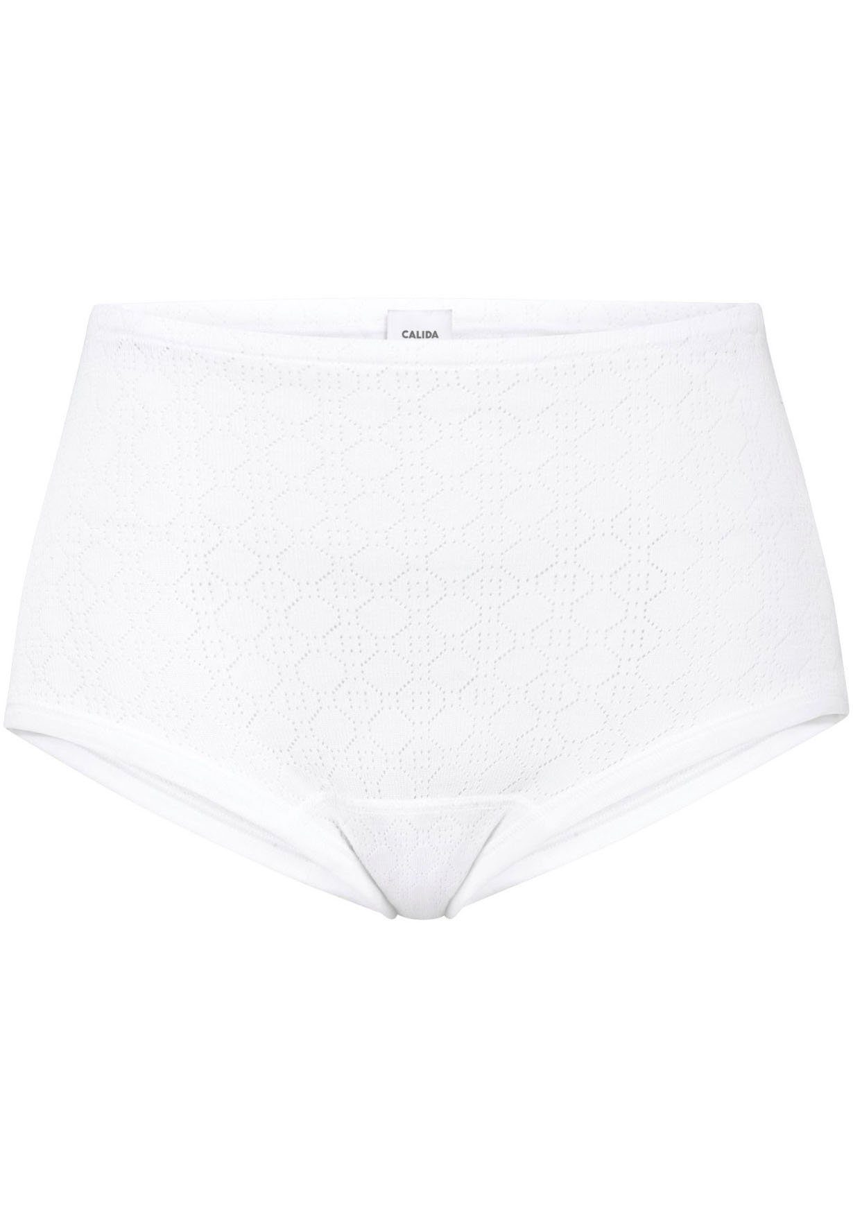 CALIDA Taillenslip Iconics Ajour-Muster, Feinripp-Qualität, Baumwolle, elastischer Bund