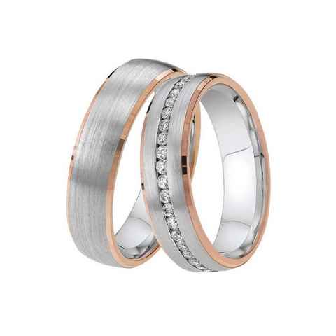 DOOSTI Trauring Schmuck Geschenk Silber 925 Trauring Ehering Partnerring LIEBE, Made in Germany - wahlweise mit oder ohne Zirkonia