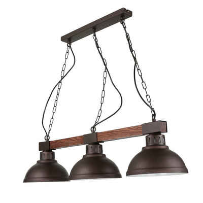 Licht-Erlebnisse Pendelleuchte HAKON, ohne Leuchtmittel, Große Hängeleuchte Echtholz Metall vintage Esszimmer Lampe