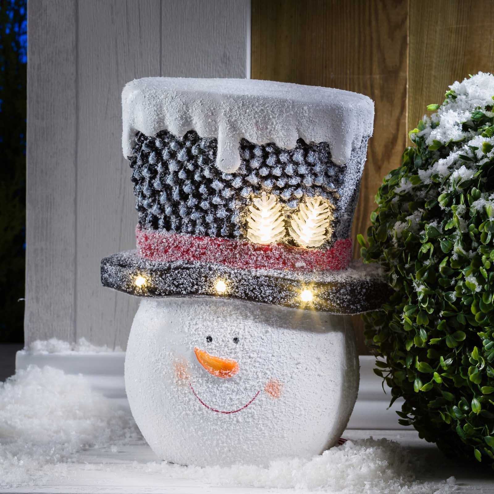 HAC24 Weihnachtsfigur Deko LED Schneemann Kopf Weichnachtsdeko