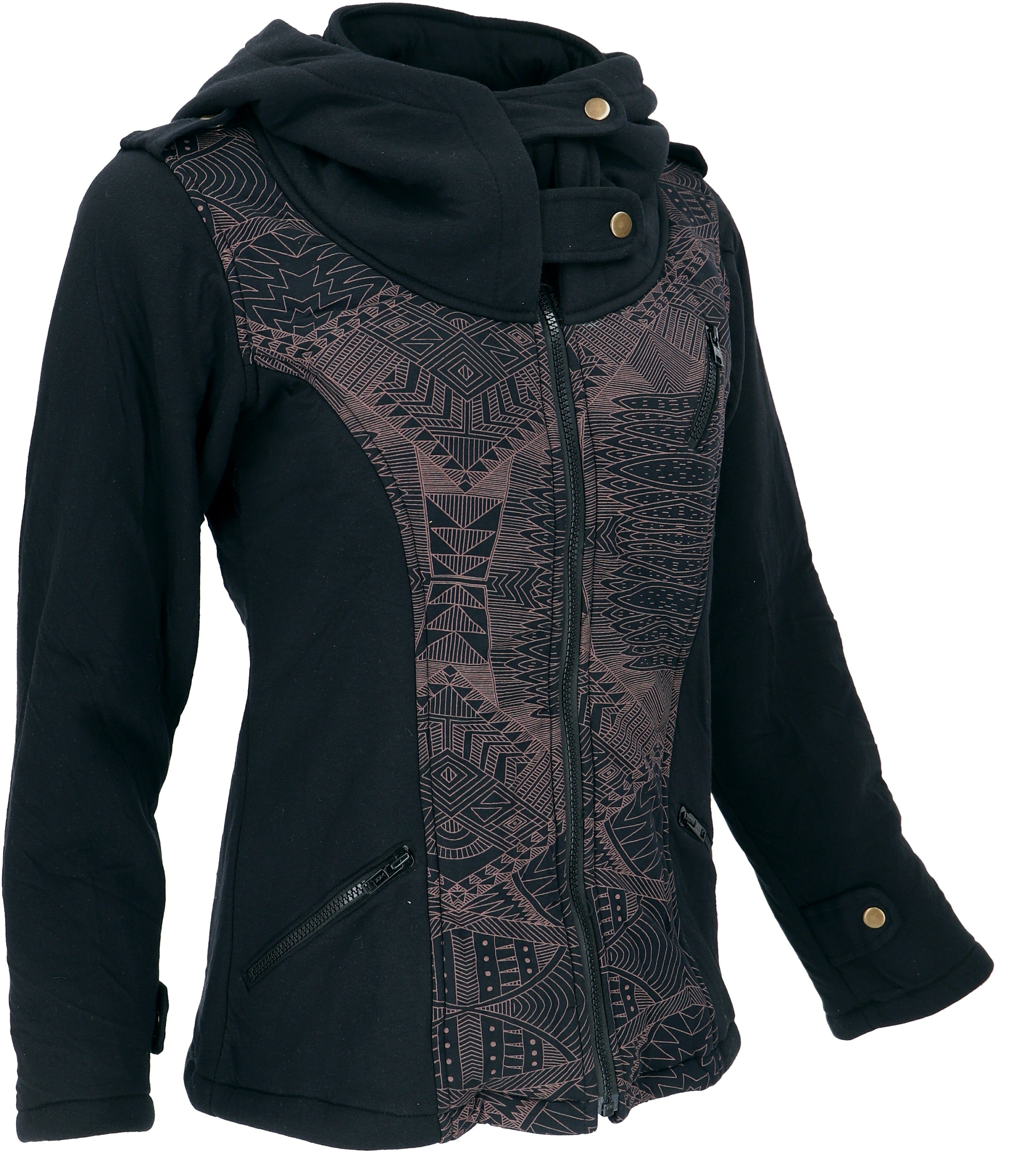 Goa alternative weiter.. mit schwarz/braun Guru-Shop Festival Jacke Langjacke Print, Jacke Bekleidung