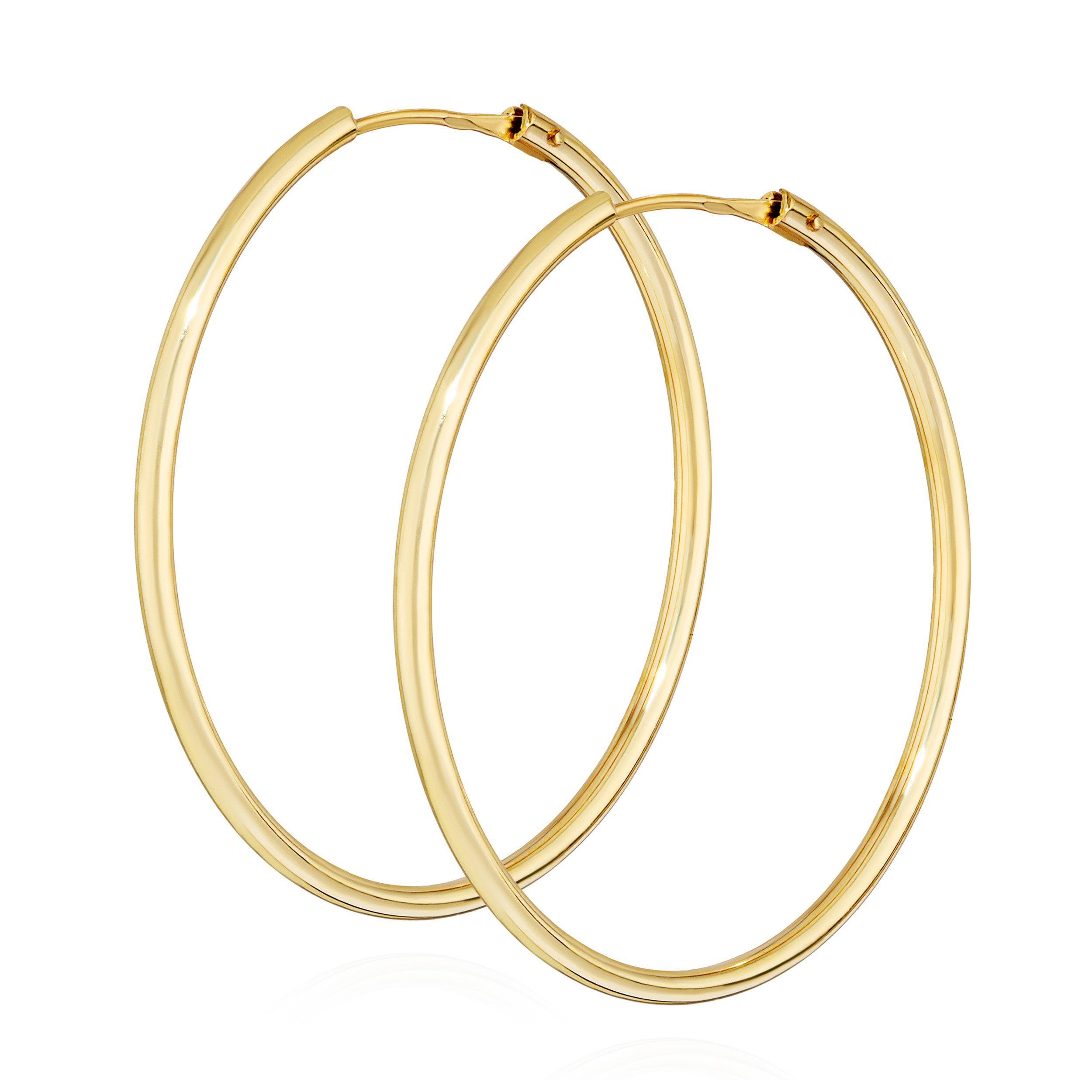 Paar Creolen Paar Creolen 333 Gelb Gold 8 Karat 25mm Damen Goldohrringe Rund Ohrsch