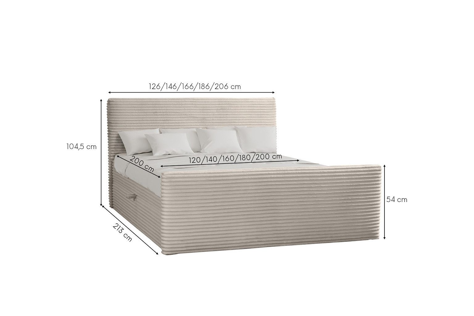 Kaiser Möbel Boxspringbett Trento mit Bettkasten, Topper und Bonellmatratze, VELO Stoff (Komplett-Set (Bettgestell, Matratze, Topper), mit Topper mit Bettkasten antibakterieller Bezug einfache Montage