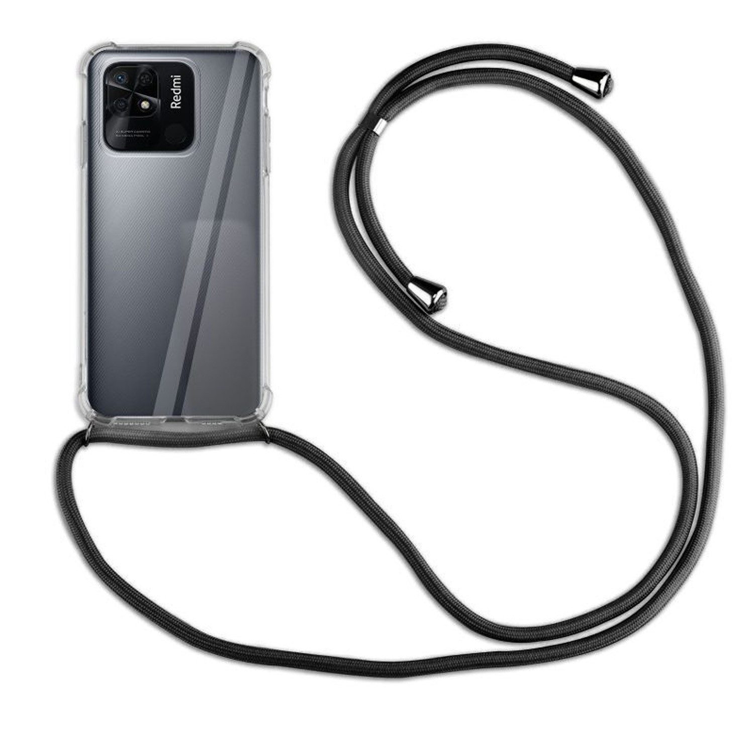 betterfon Handykette für Xiaomi Redmi 10C Handyhülle mit Band & Kordel Bumper Schwarz, Hände frei – mit Silikonhülle & Schnur für flexiblen Alltag