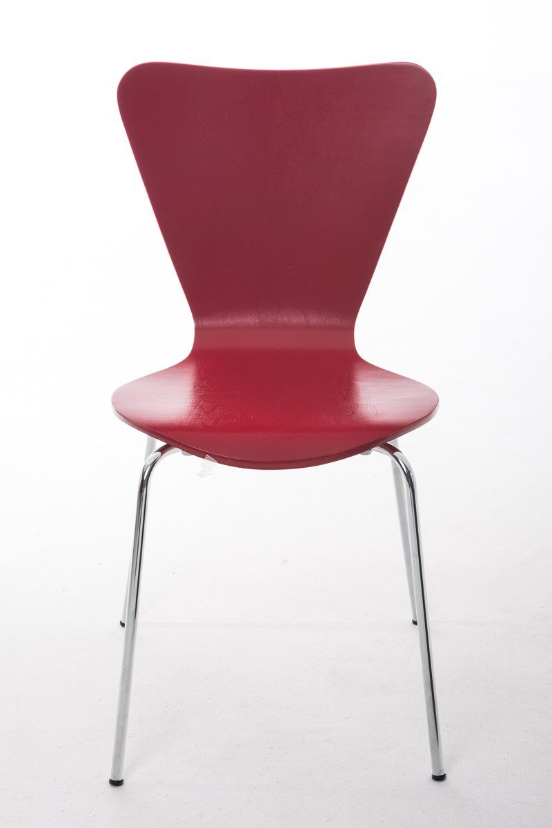 (Besprechungsstuhl Gestell: mit Calisso - ergonomisch Sitzfläche: Warteraumstuhl - - geformter Sitzfläche rot - chrom Messestuhl), Konferenzstuhl Besucherstuhl Metall TPFLiving Holz