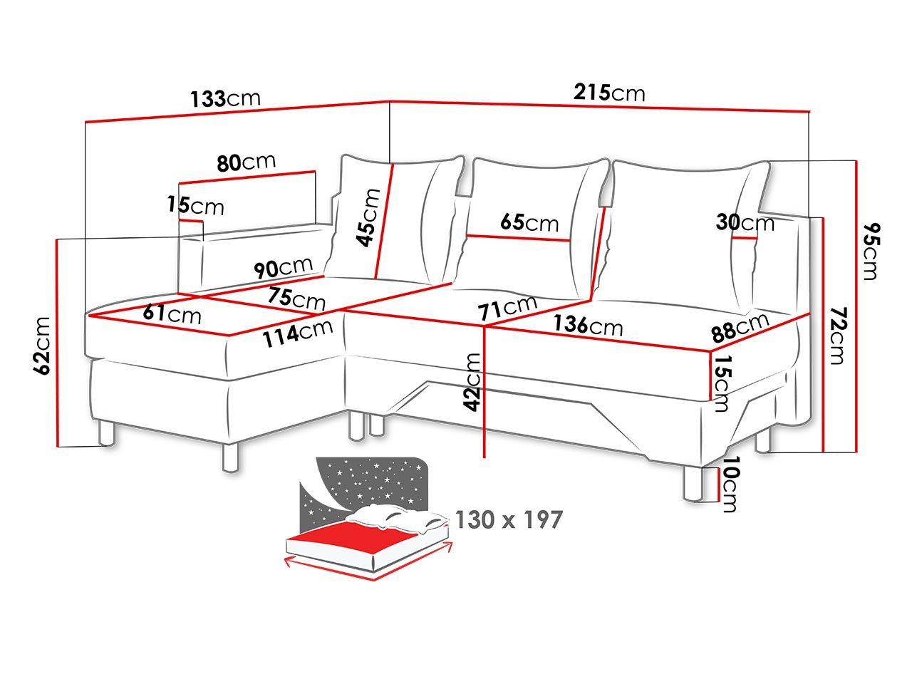 MIRJAN24 Ecksofa Tom, mit 1009 Couch Suedine 4001 + 4001 Schlaffunktion, Suedine und Bettkasten L-Form 2 + Suedine